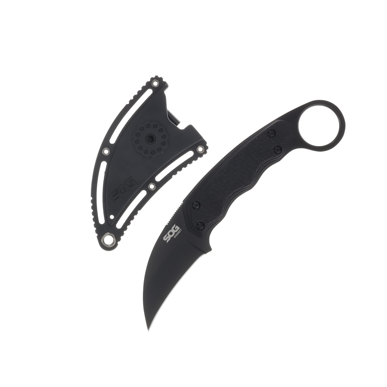 SOG Gambit Blackout Fixed Blade Knife 2.58in Plain Black Sheepsfoot