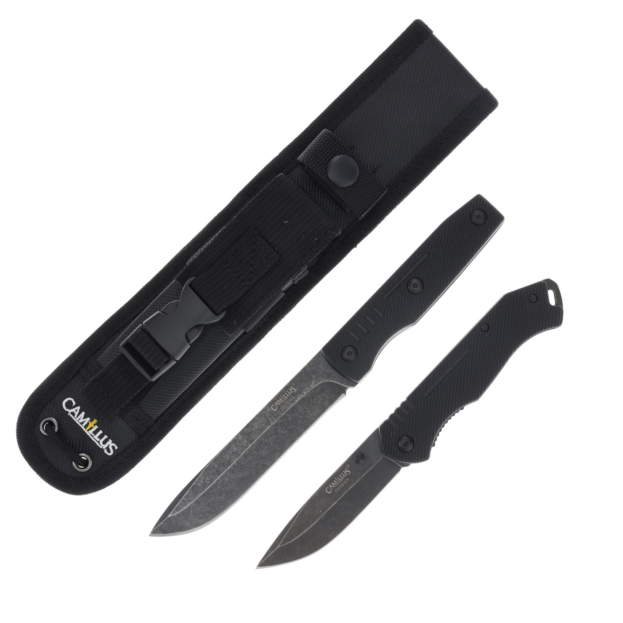 Camillus Outback Folding & Fixed Combo-2 Pack Black Injection