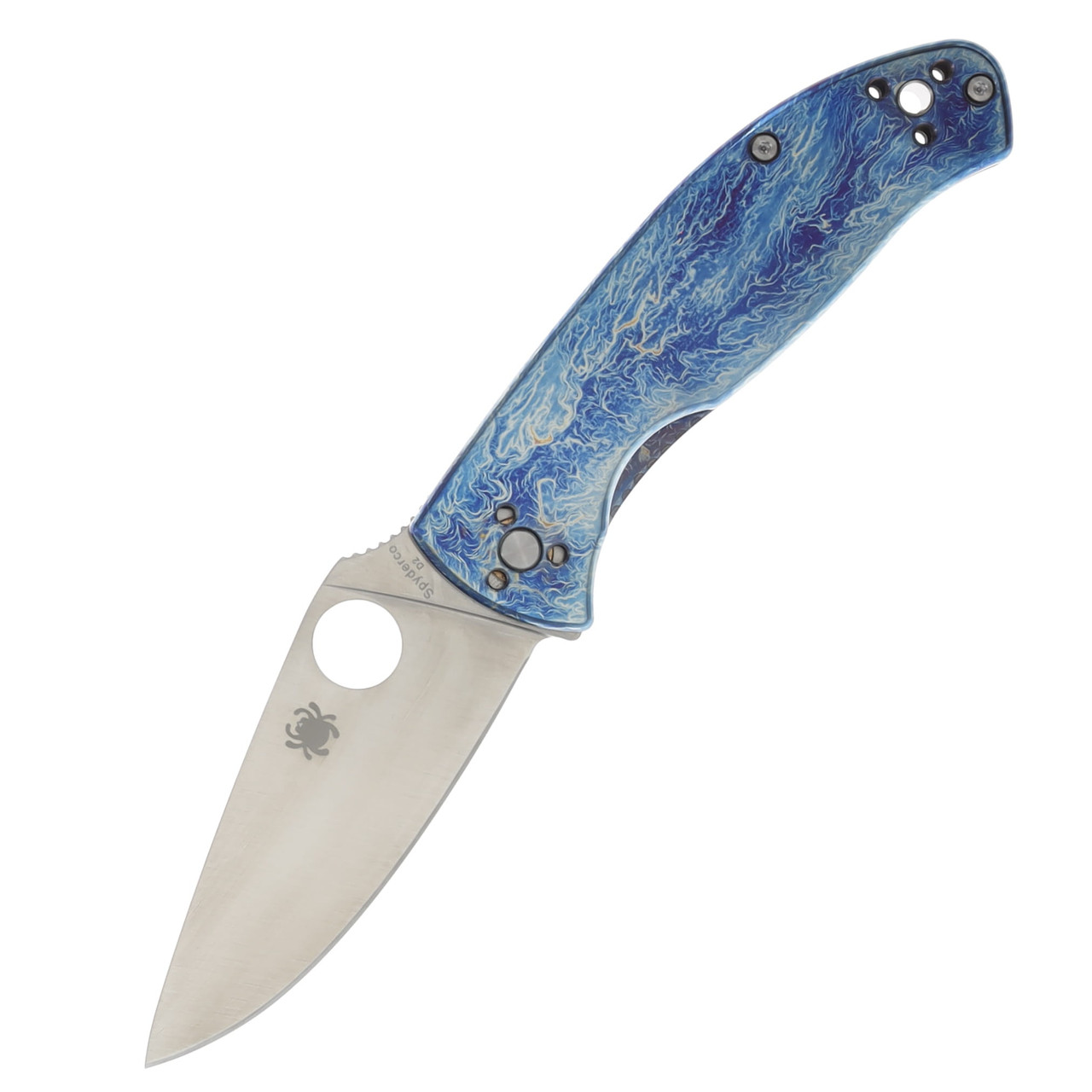 Spyderco Tenacious Blue Titanium Disarray 3.35in Satin D2 Blade SPC122TIBLD2P