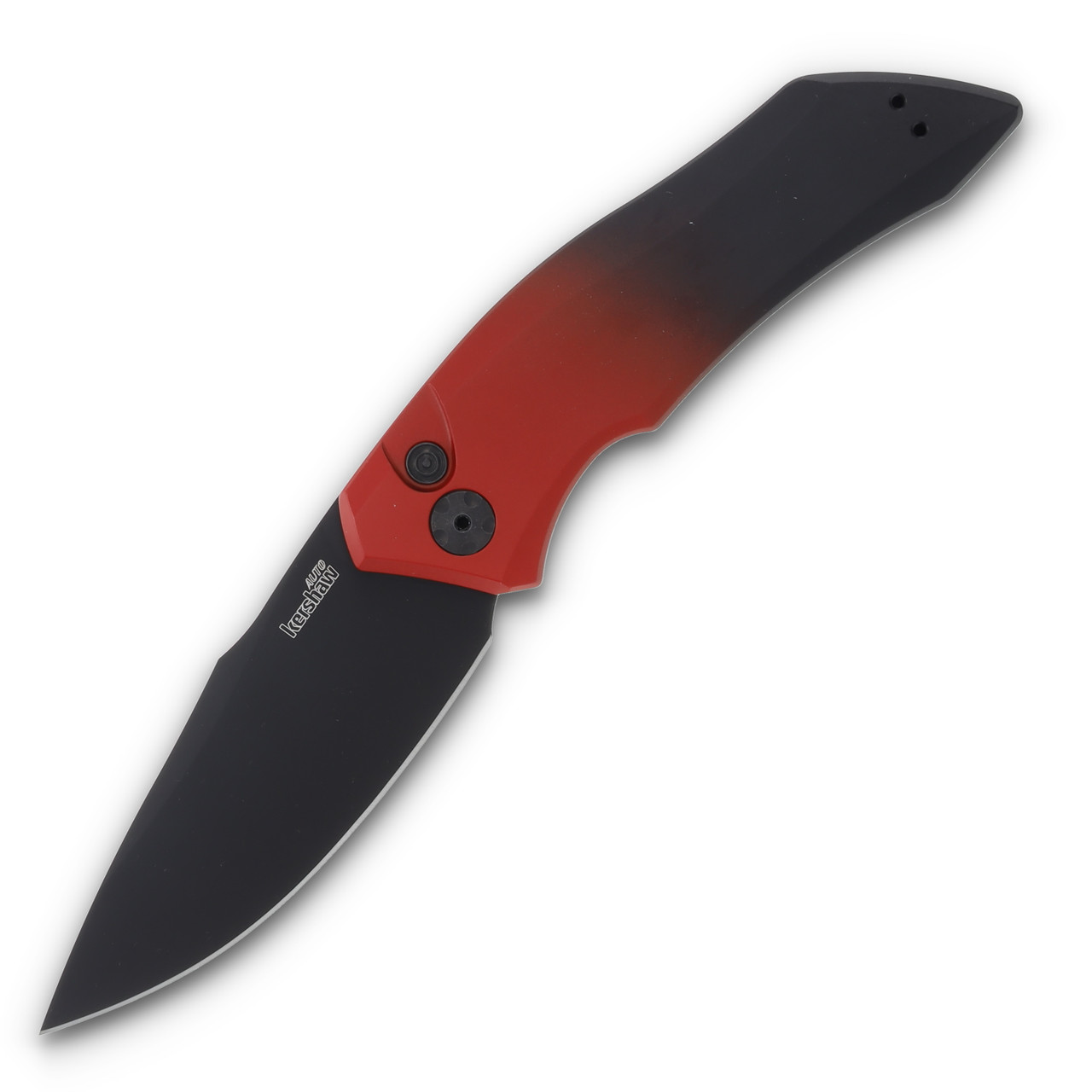 Kershaw Launch 1 Auto Knife Red Black Aluminum 3.4in BlackWash Plain Blade