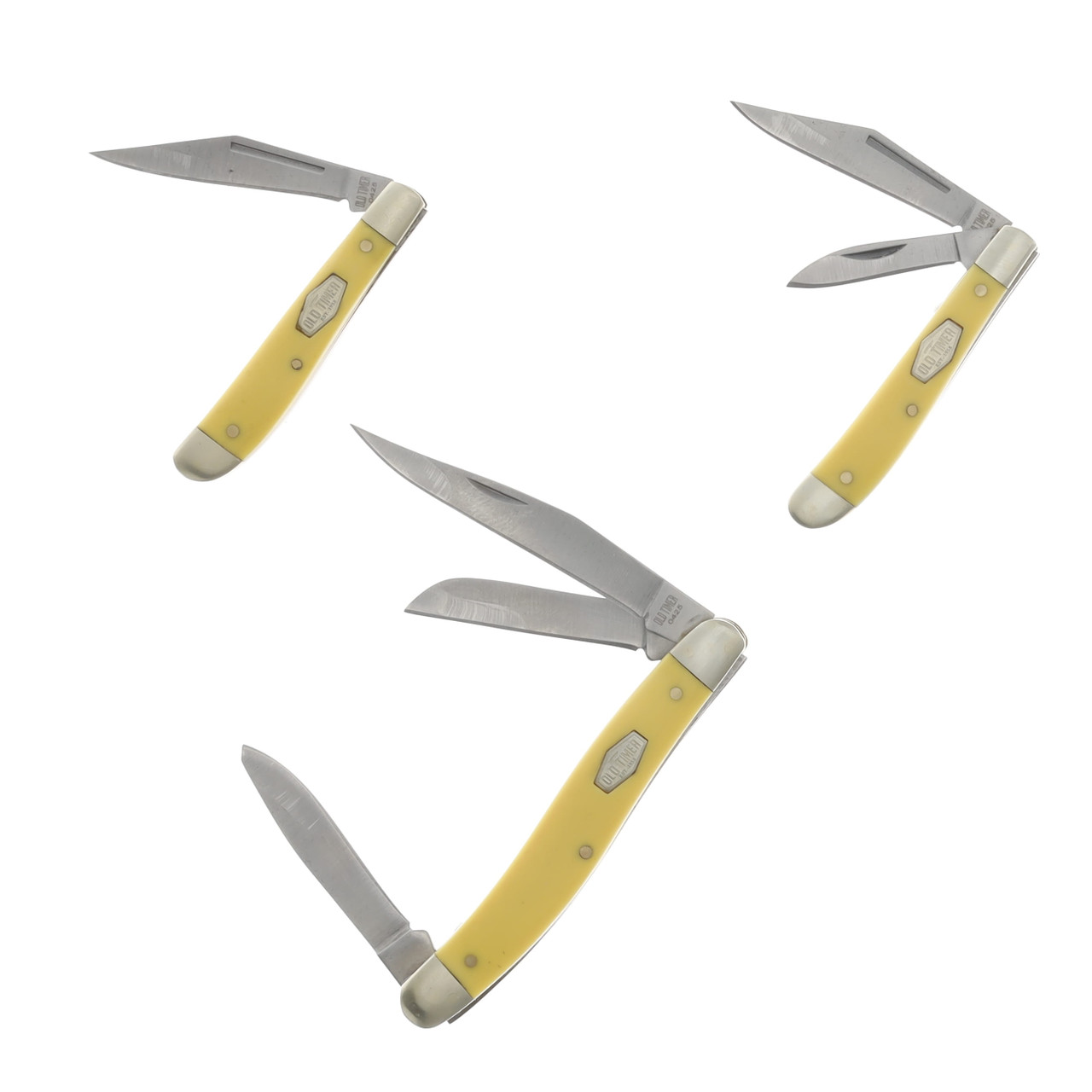 Old Timer 3 Pc Folding Knives Yellow Polymer Handle Combo 1227082