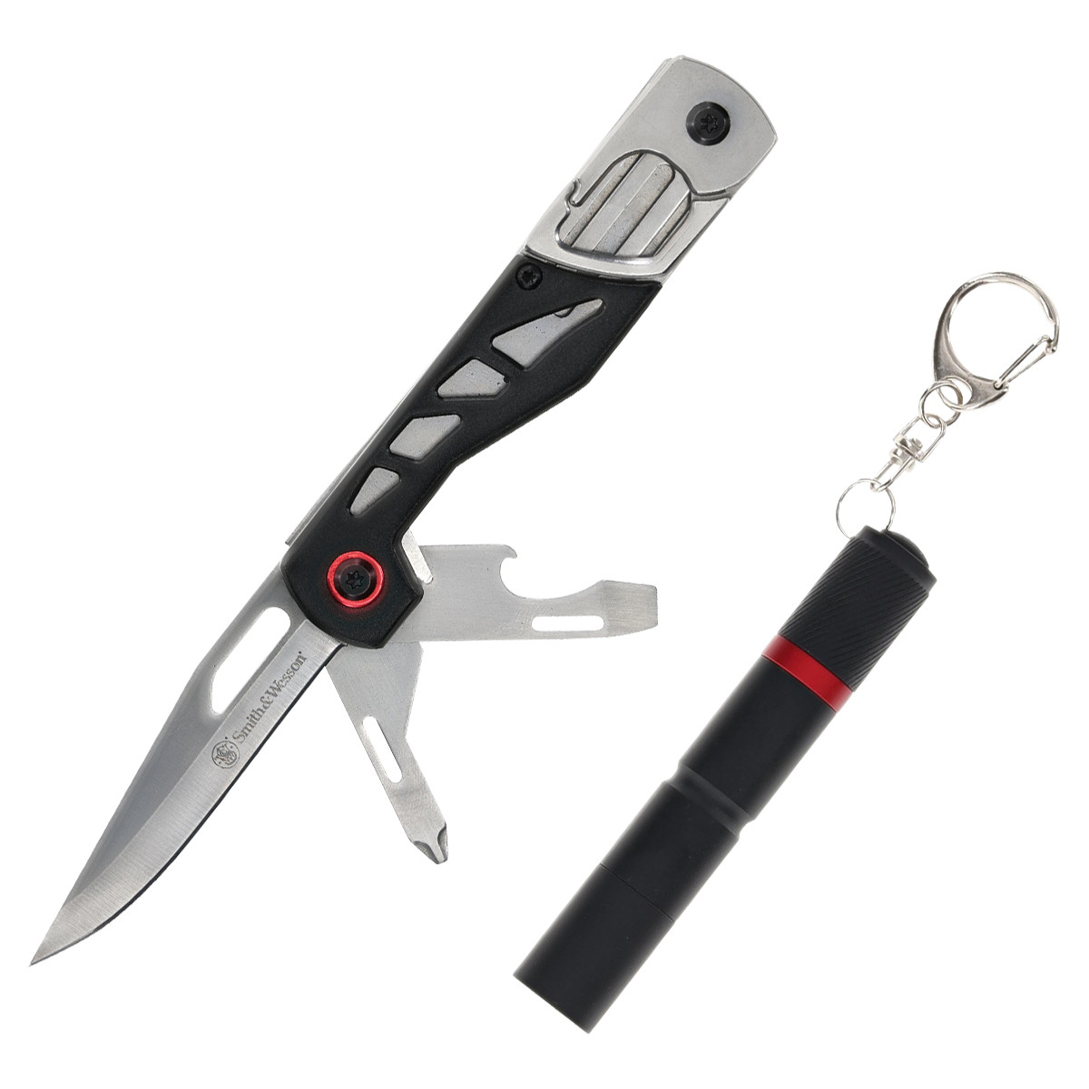 Smith & Wesson Multi Tool With Keychain Flashlight 1227071 - Smoky