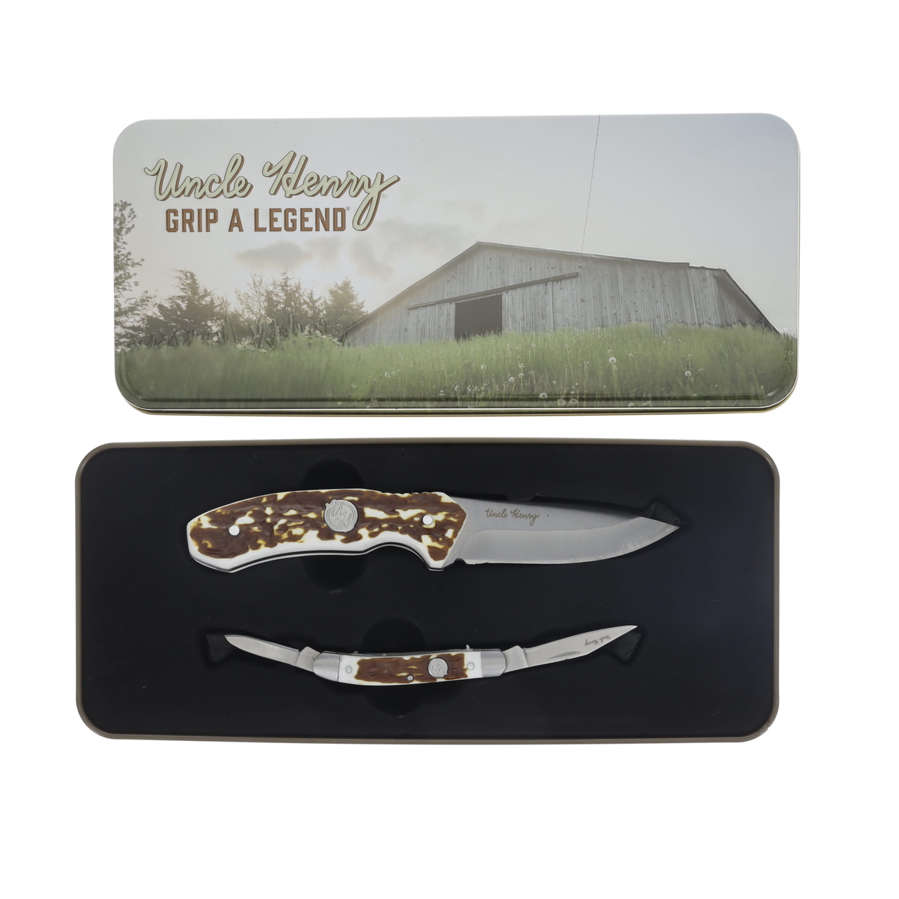 Uncle Henry Staglon Handle Fixed & Folder Combo In Tin 1227081