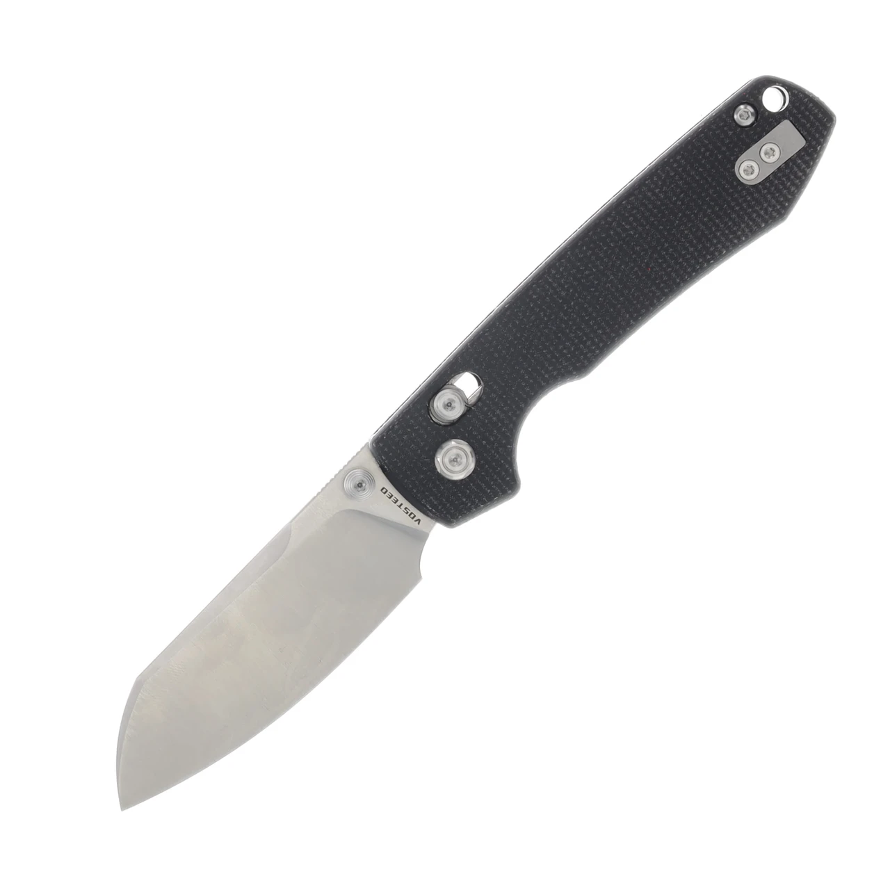 Vosteed Raccoon Folding Knife Black Micarta 3.25in Satin Cleaver Blade RCC32VTM3