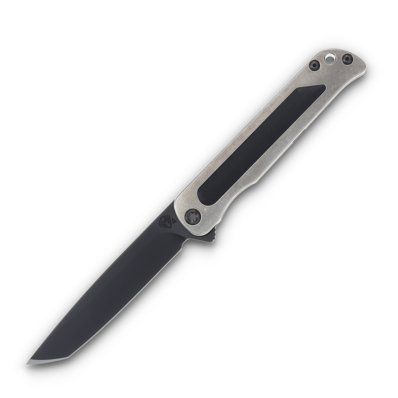 Medford T-Bone Tumbled 4 Inch Plain Black DLC Tanto Black Hardware Front Open 1