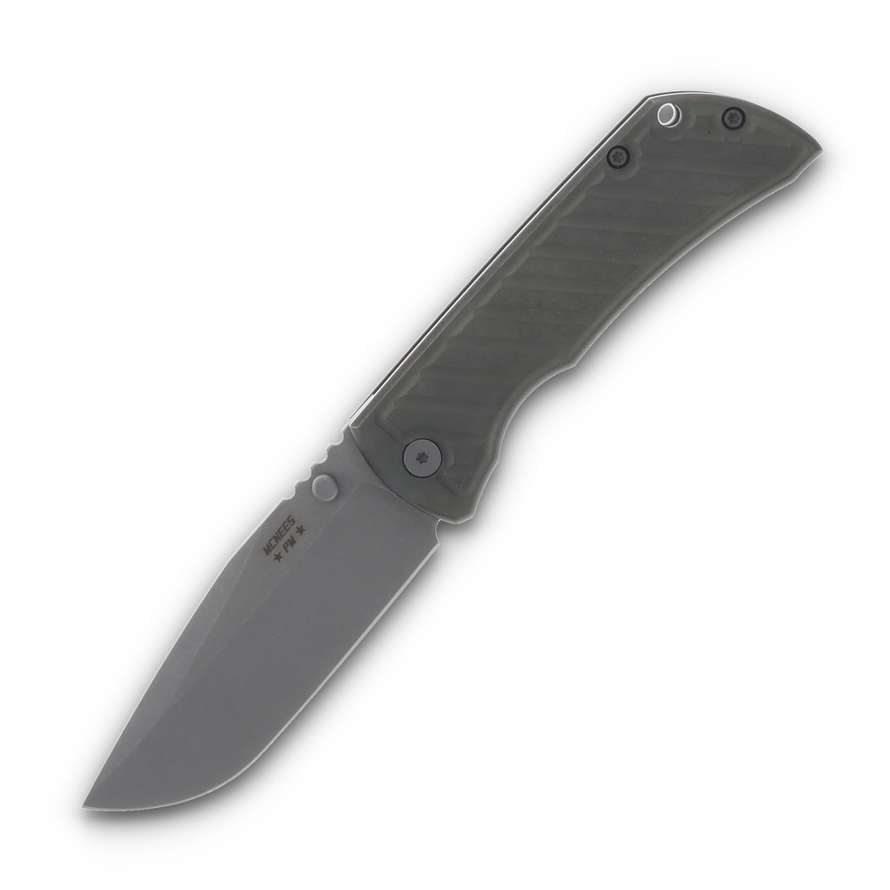 McNee's MAC2 3.5 Framelock Fastback Atomic Green Titanium 3.5" Stonewash Drop Pt