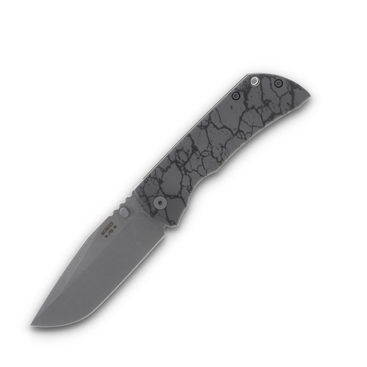 McNee's MAC2 3.5 Framelock Fastback Atomic Green Tittanium 3.5" Stonewash Drop Pt