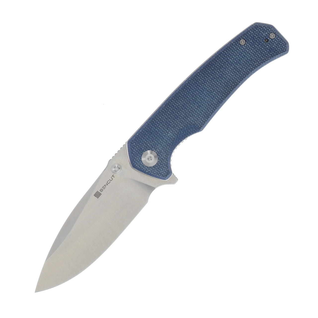 SENCUT Skarnax Folding Knife Blue 3.79 Inch Plain Satin Drop Point S24025-3
