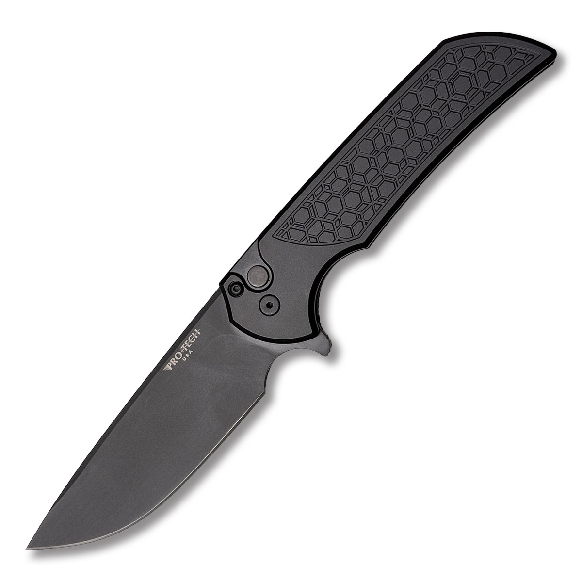 Pro Tech Mordax Gridlock Button Lock Flipper Textured Black Handle