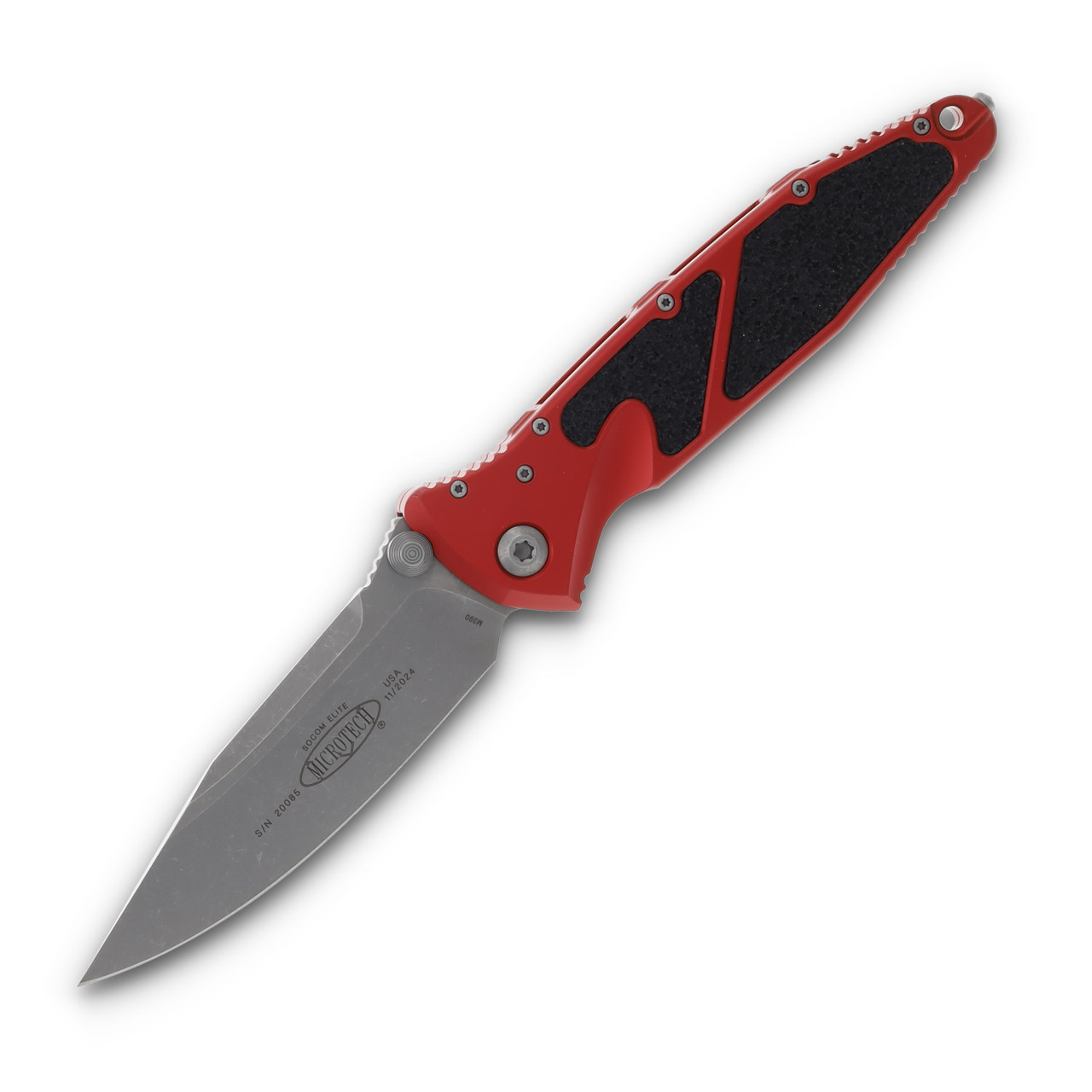 Microtech Socom Elite Folding Knife Red 4.0in Apocalyptic Clip Point Plain Edge