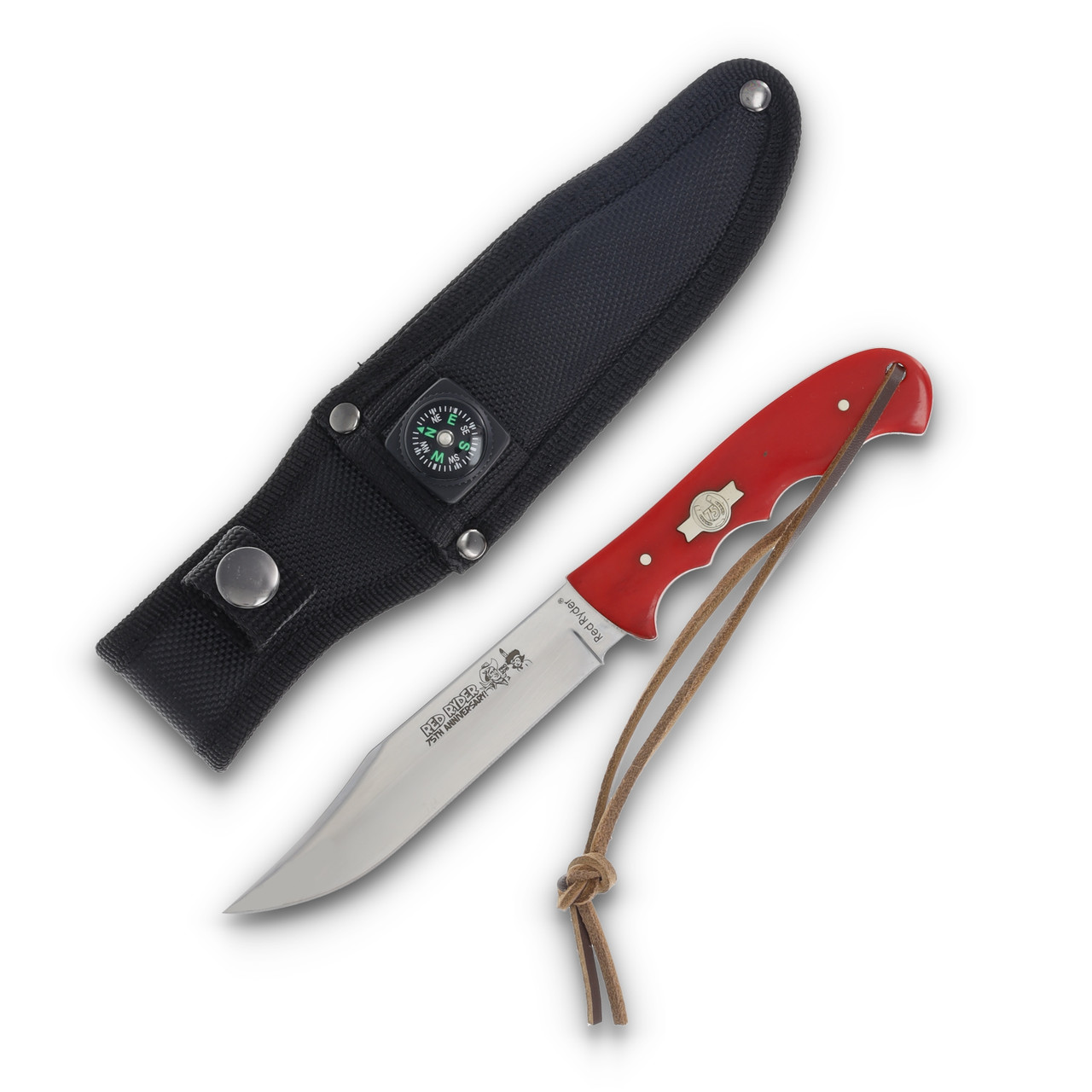 Red Ryder 75th Anniversary Hunter Folding Knife Red Smooth Bone