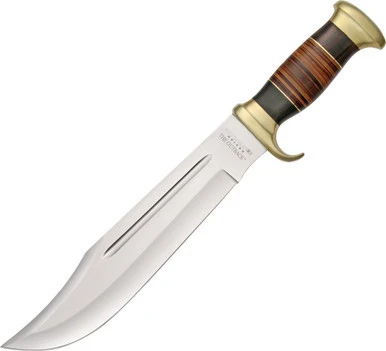Down Under Knives Outback Bowie Ebony - Leather 11in Plain Satin Clip Point