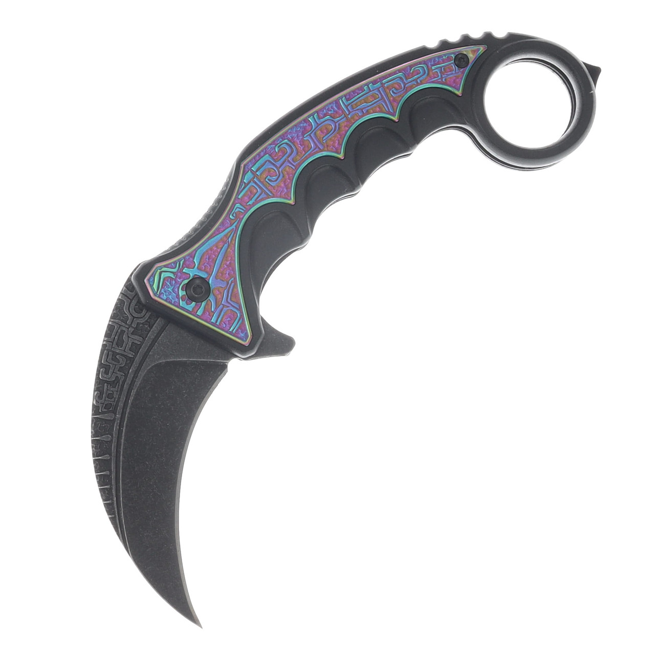 Szco 5.5" Gothic Karambit Assisted Open Linerlock Rainbow 300612RB