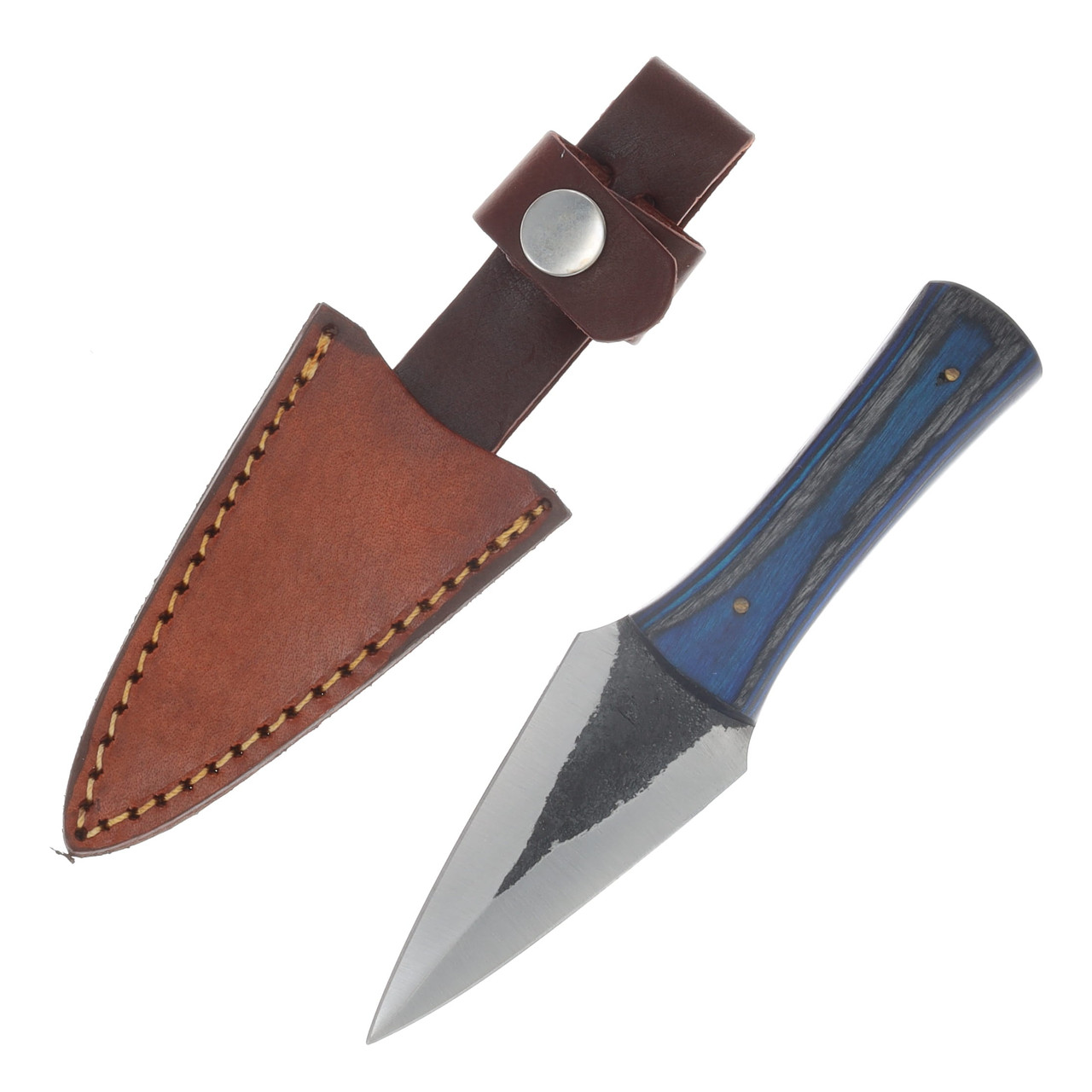 Szco 6.5" Forged Arrowhead Dagger Blue Black Wood Leather Sheath HS4452