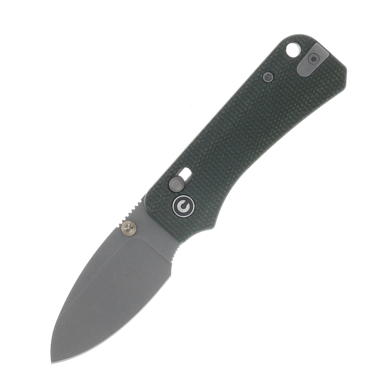 CIVIVI Baby Banter 2 Green 2.34 Inch Plain Gray Stonewash Drop Point C23074-3