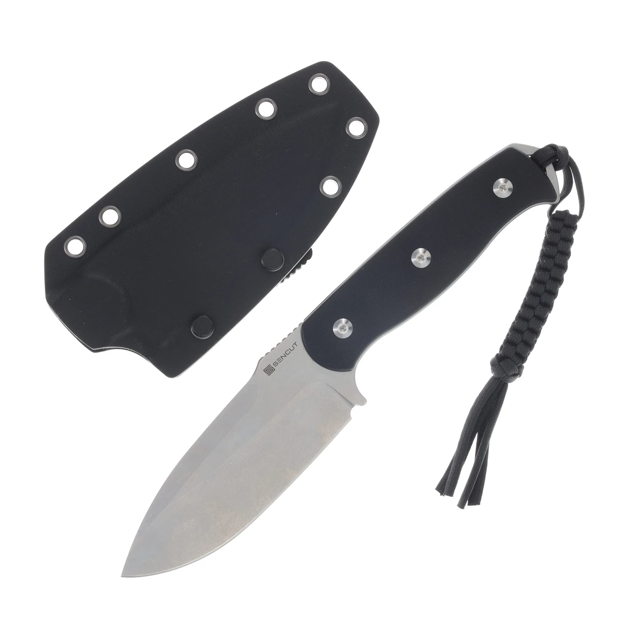 SENCUT Toxodon Black 4.57 Inch Plain Stonewash Drop Point S24036-1