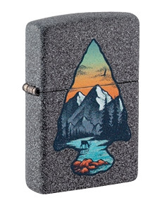 Zippo Lighter Arrowhead Mountain Design Iron Stone Finish