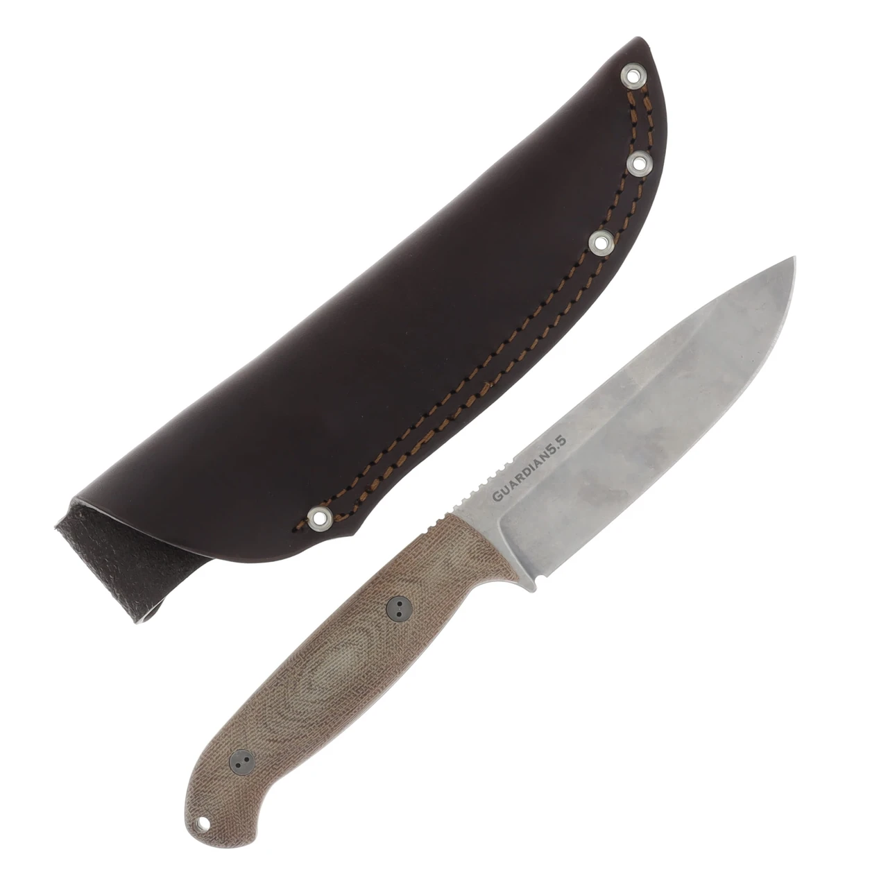 Bradford Knives Guardian5.5 3D Natural Micarta 5.05in Stonewash Drop Point Blade BRAD1931