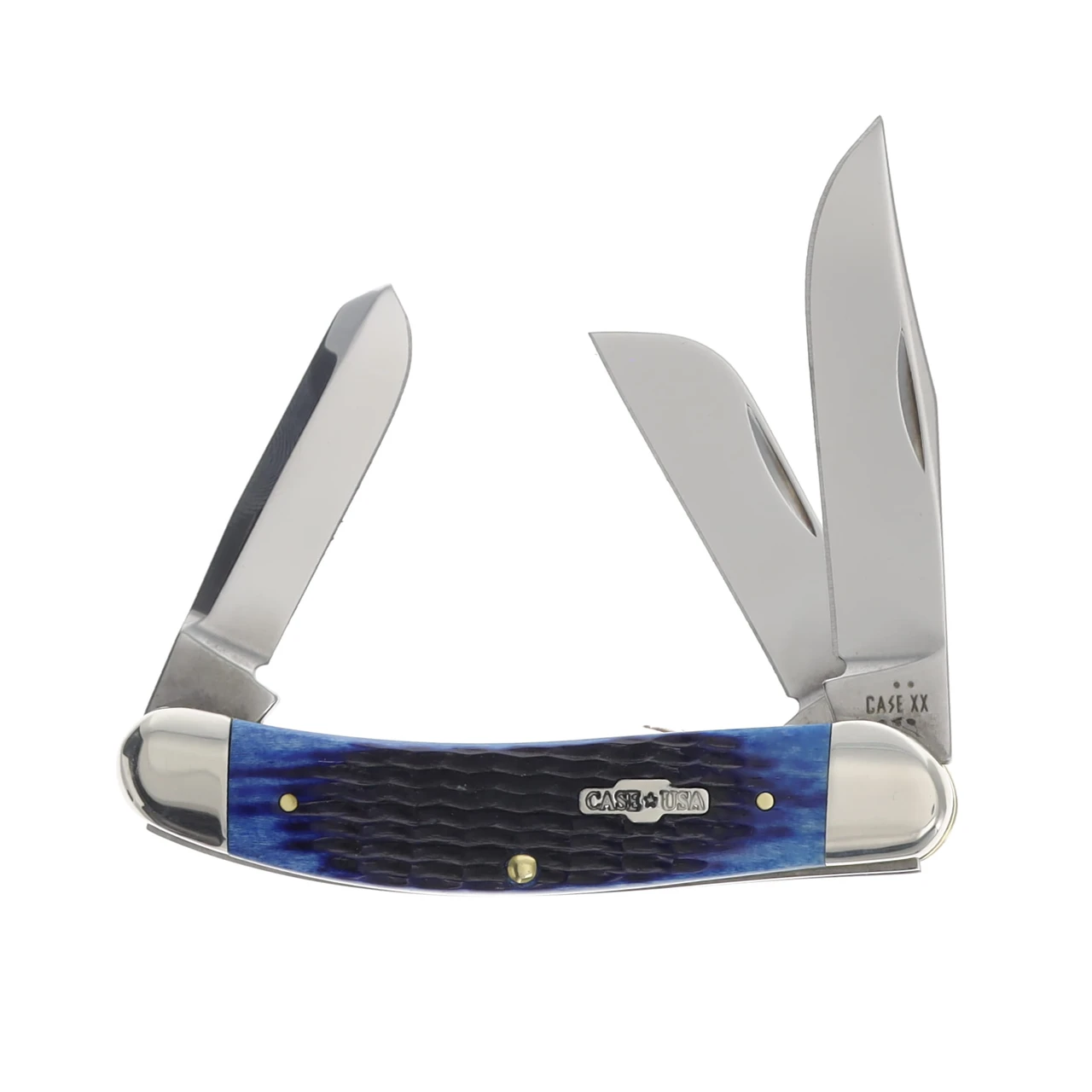 Case XX Rogers Corn Cob Jigged Blue Bone 3-Blade Sowbelly Folding Knife CA02795