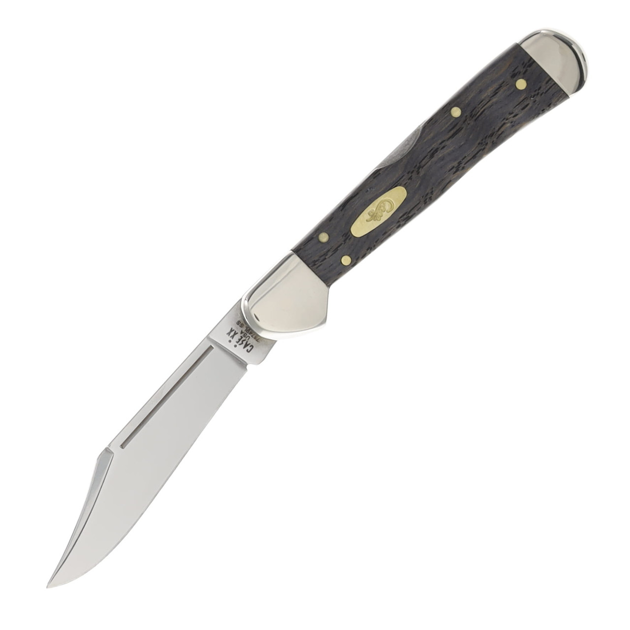 Case XX Black Curly Oak Wood Mini CopperLock Folding Knife CA14010