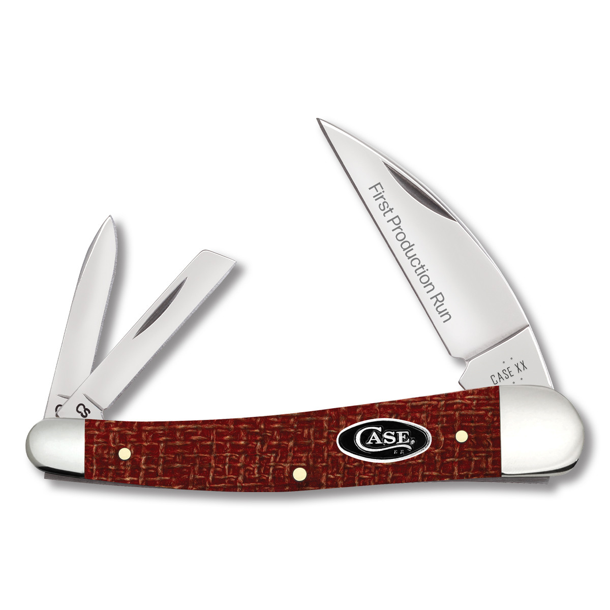 Case XX 1st Production Run Dark Red Burlap Micarta Seahorse Whittler CA82277