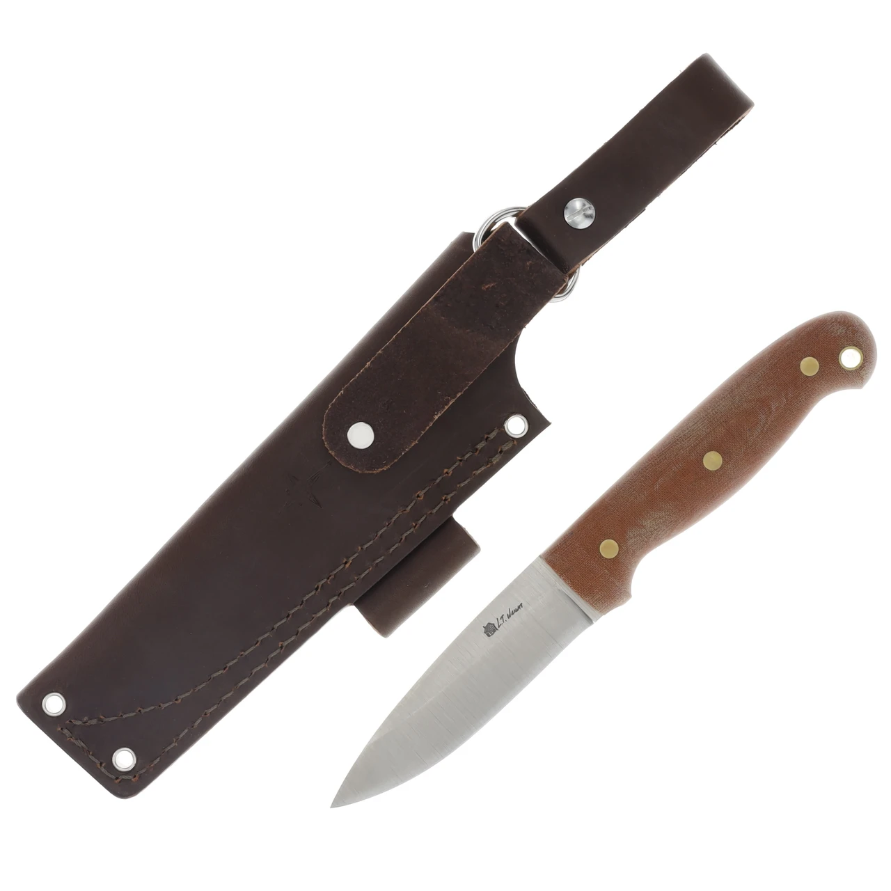 LT Wright GNS Fixed Blade Natural Micarta 4.25in Plain Satin Drop Point
