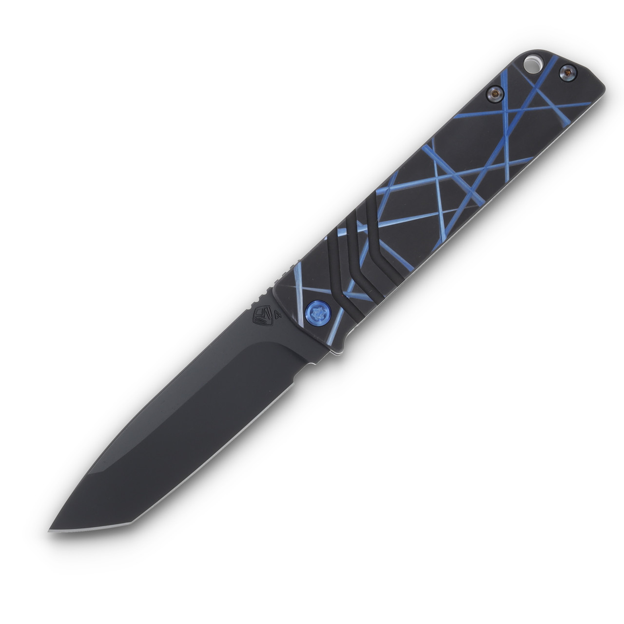 Medford The Antik S45VN DLC Tanto Blade Black w/Blue Laser Tag Handle Blue Hardware/DLC Clip MK2144PT-31A6-T2CP-B2