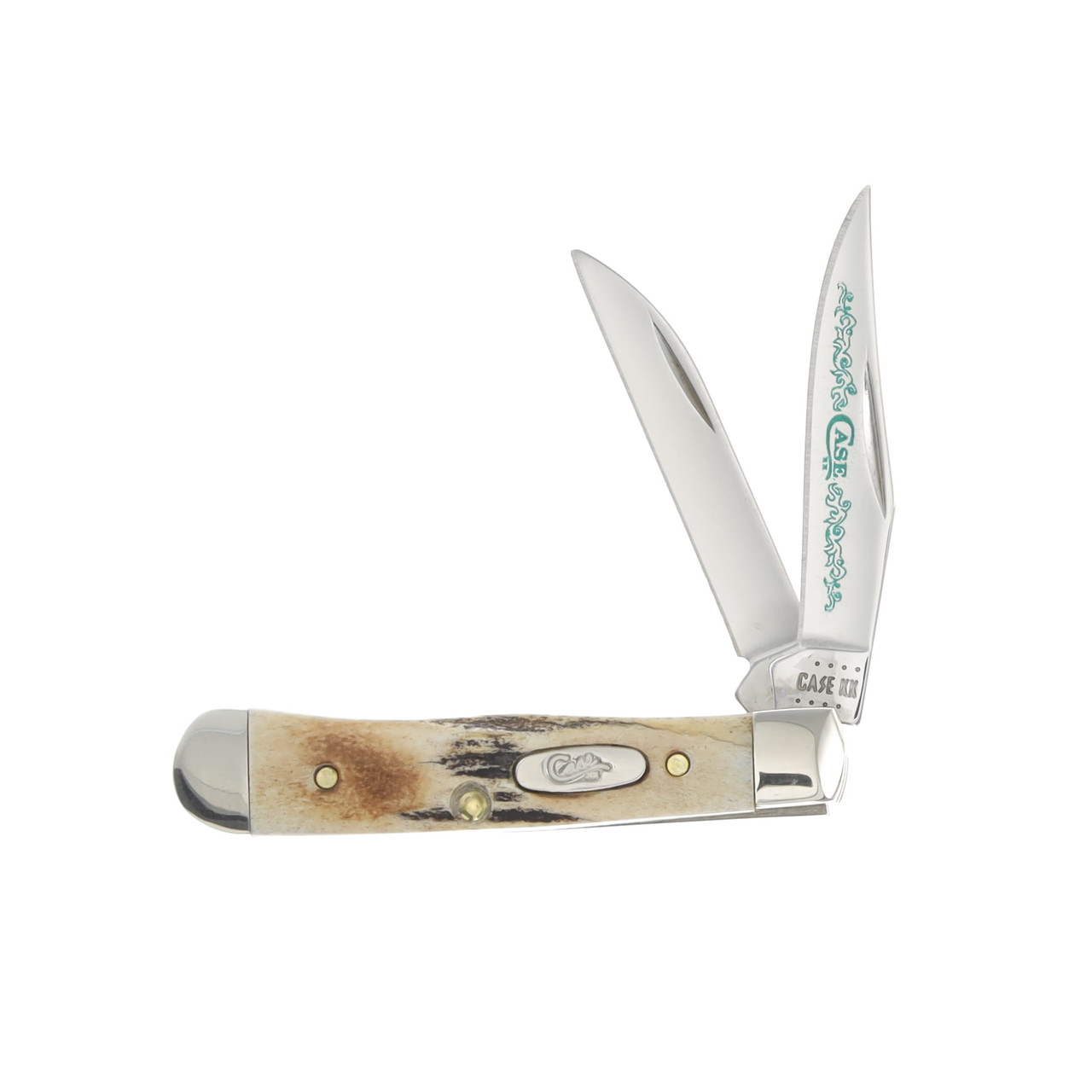 Case XX SMKW Exclusive Green Scroll Stag Tiny Trapper Folding