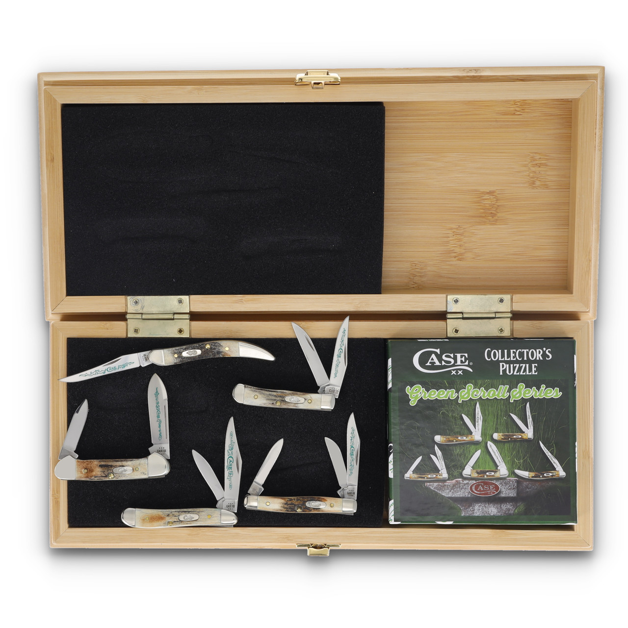 Case Green Scroll Stag Set w Puzzle - 2024 Edition CAGSSET - Smoky