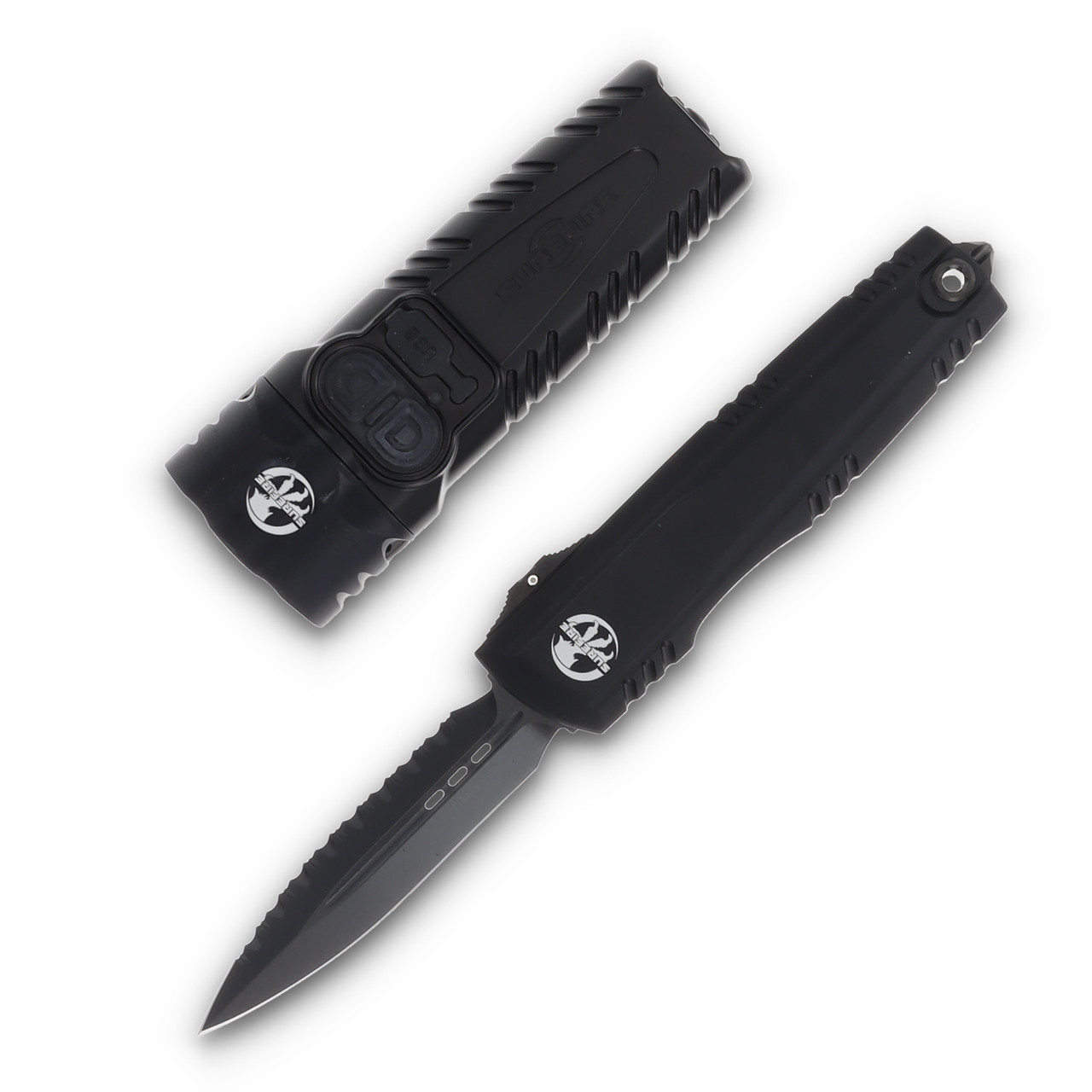 Microtech Microtech® / Surefire® Luminary D/E - Stiletto Pro II Collaboration Zero Blade Tolerance DLC Stonewash Full Serrated AUMT12703DLCT SET1