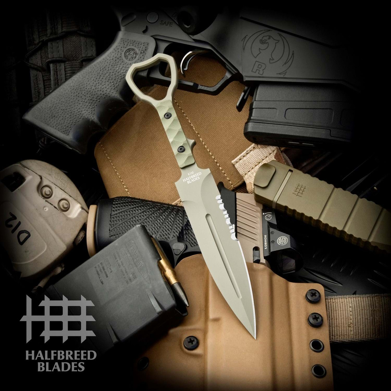Halfbreed Compact Clearance Knife XL/Ranger Green Sculpted Handles