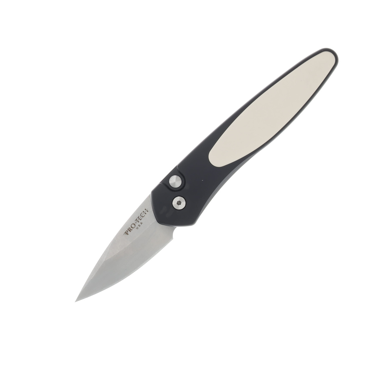 Pro Tech Knives Half-Breed Auto Tuxedo 2.0in Stonewash Spear Point Blade AUPT3651