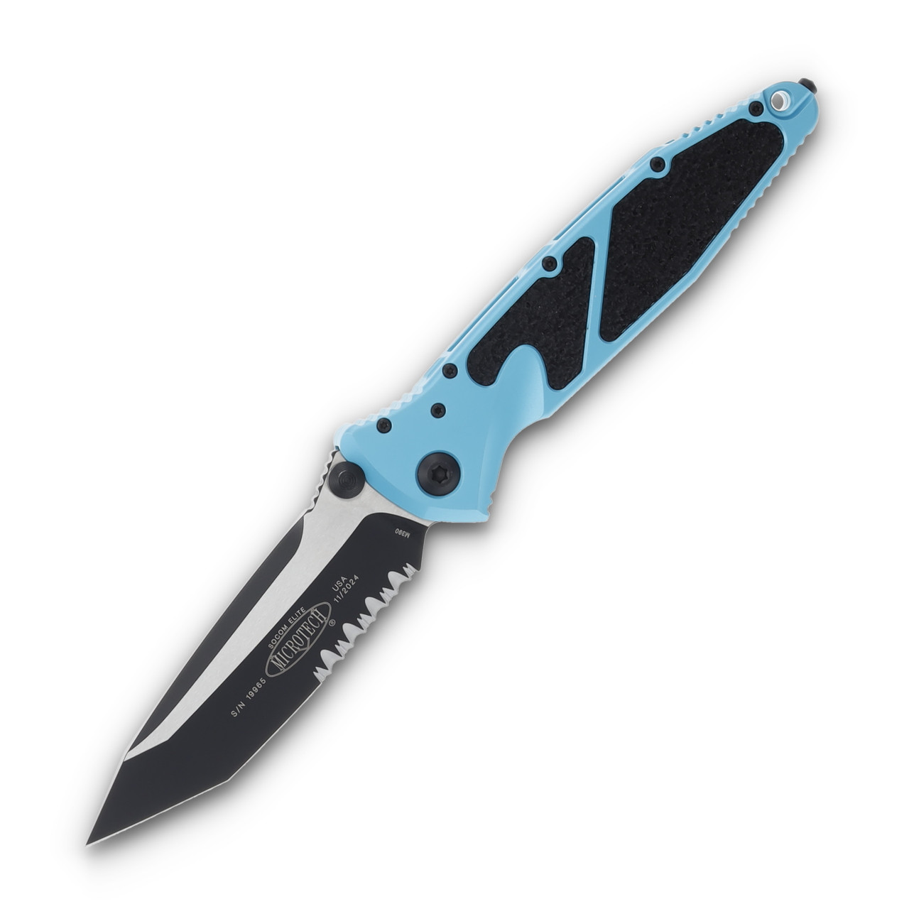 Microtech Socom Elite T/E Black Partial Serrated Turquoise