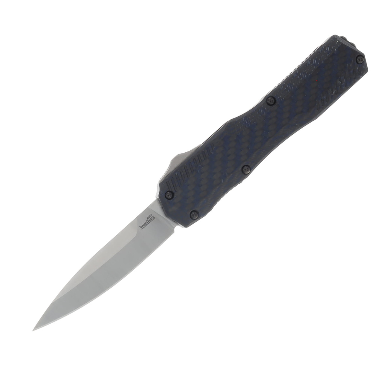 Kershaw Auto Livewire Out The Front Blue/Black Carbon Fiber & Black Aluminum Handle CPM-Magnacut Stonewashed Spear Point Blade AUKS9000CFBLU
