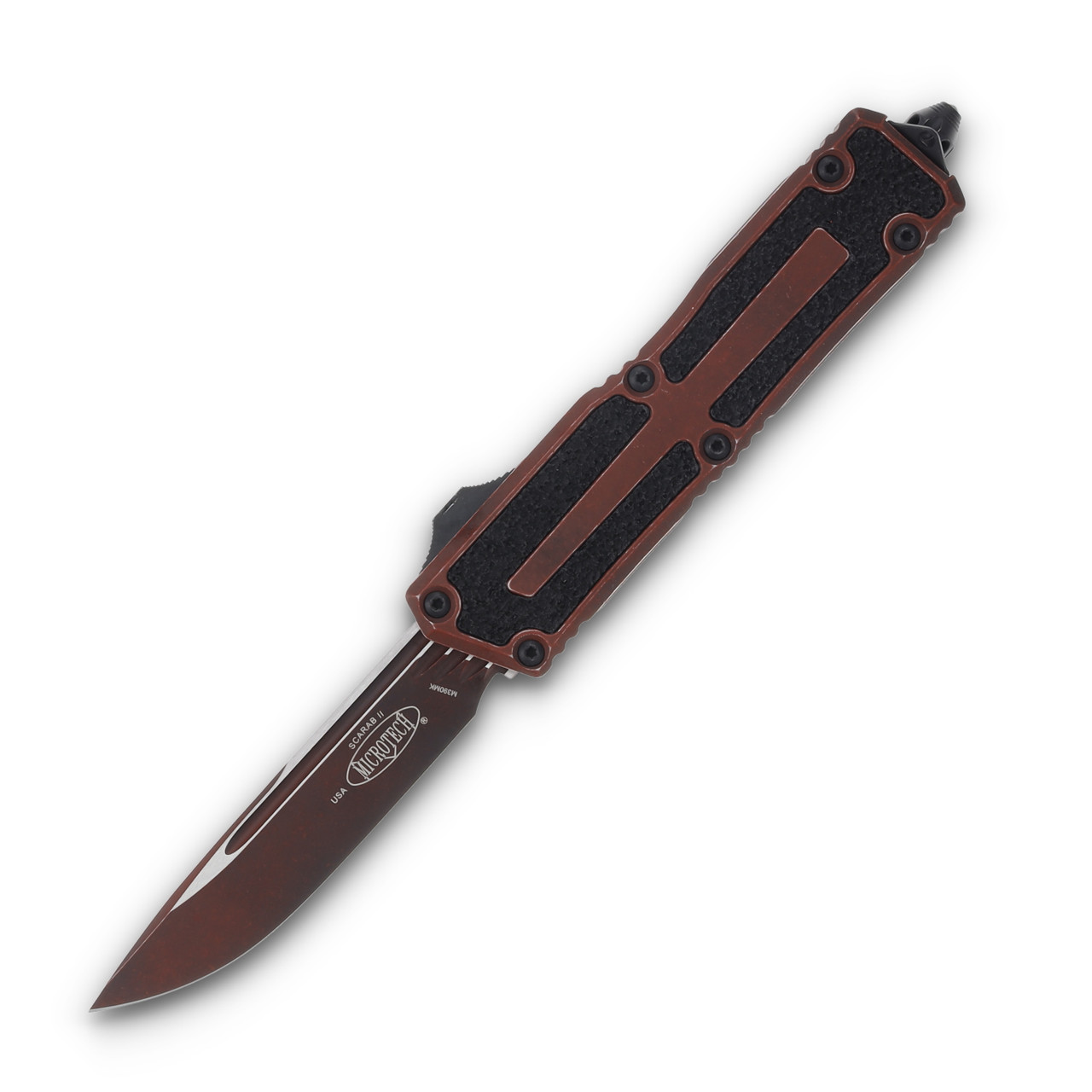 Microtech Scarab II Gen III Auto OTF Weathered Crimson 3.95in Drop Point Blade