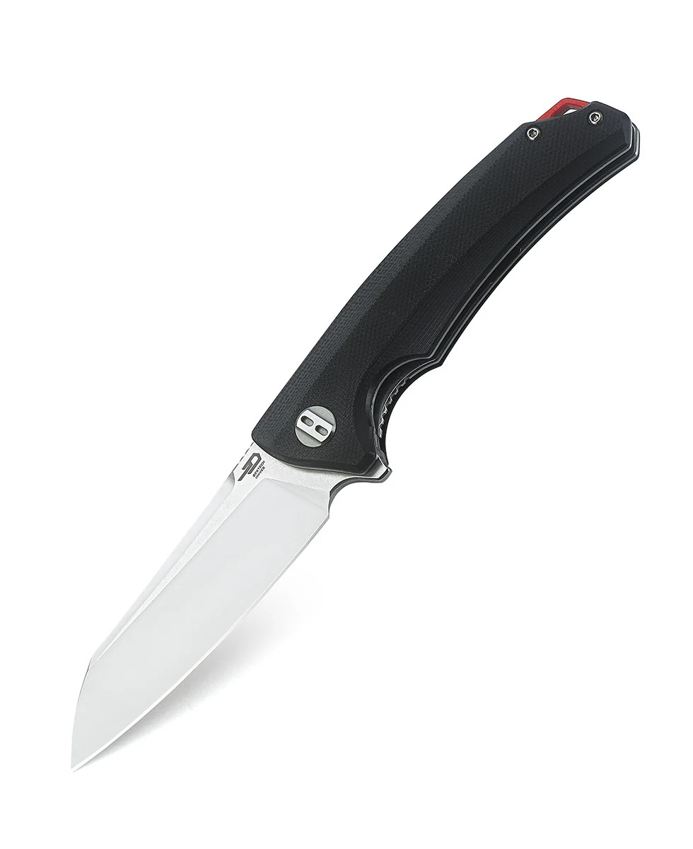 Bestech Knives Texel Black G10 Folding Knife 3.23in Satin/SW Sheepsfoot Blade