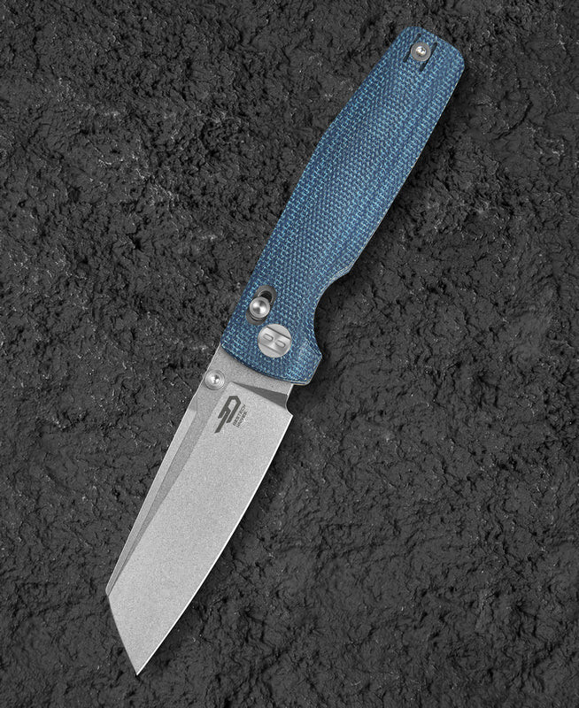 Bestech Knives Slasher Blue Canvas Micarta Handle Stonewasheed D2 Bblade BG56C-1