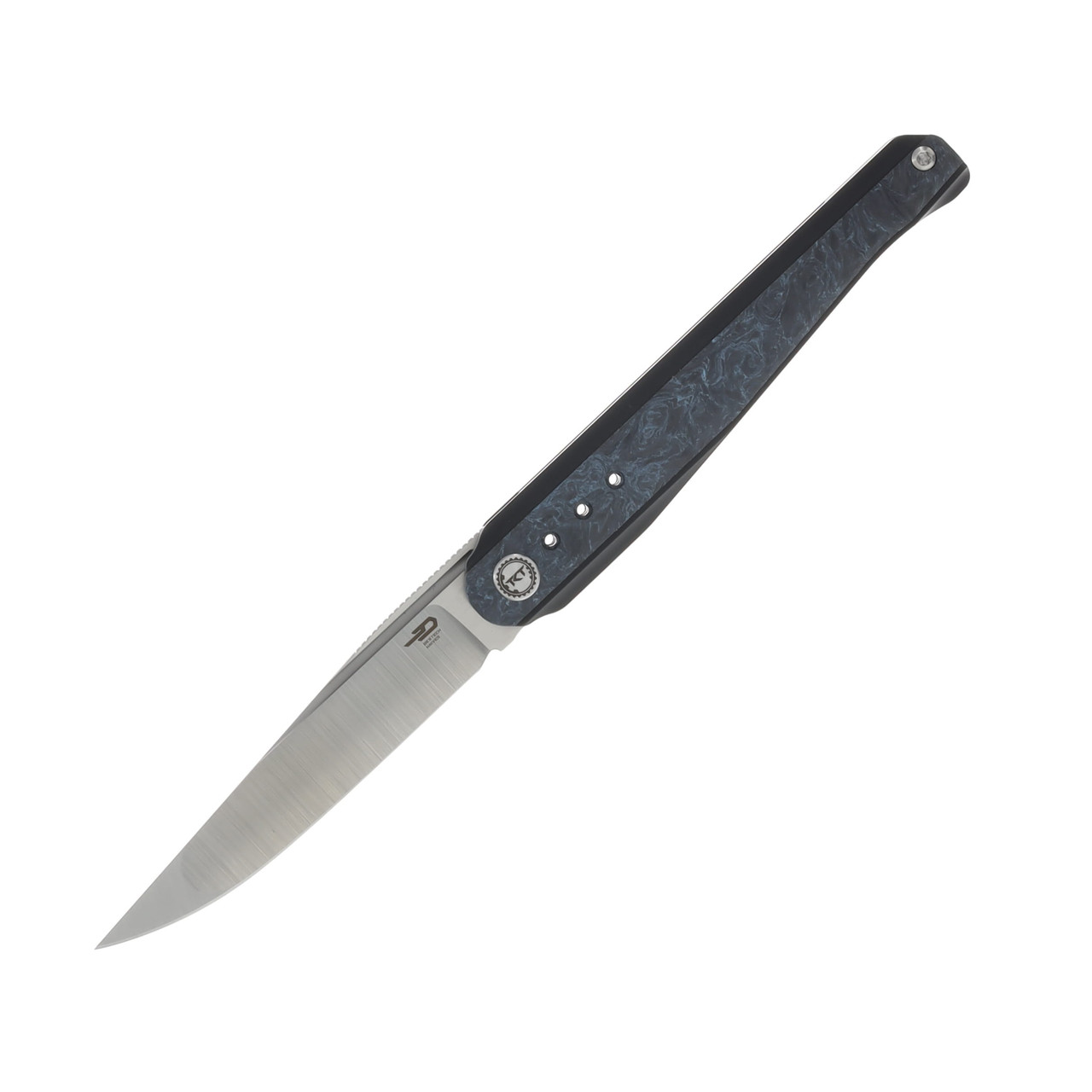 Bestech Knives Spear Phisher Blue – Black 3.48in Plain Satin Drop Point BT2405C