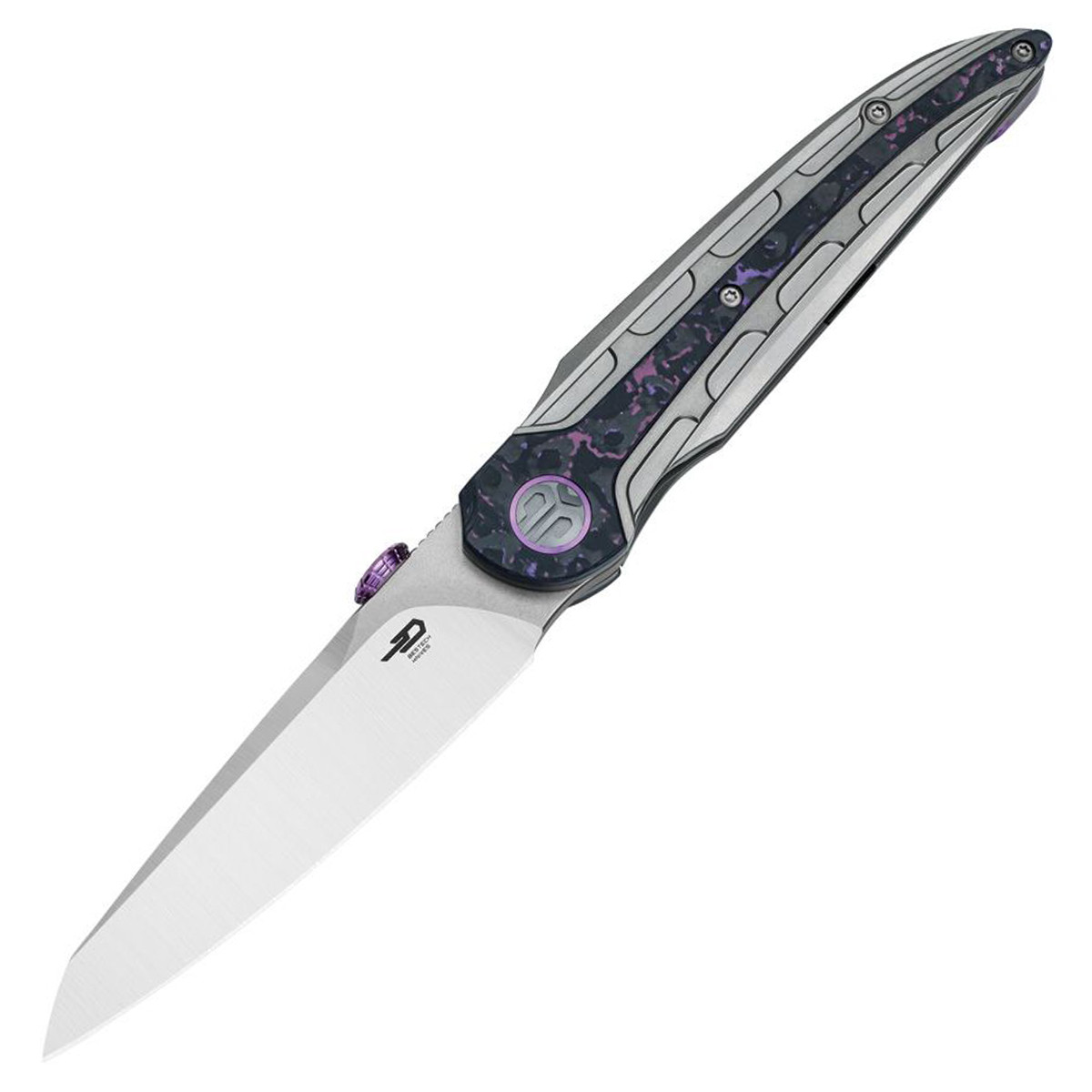 Bestech Prydwen Folding Knife Titanium Purple Haze 3.7in Satin Sheepsfoot