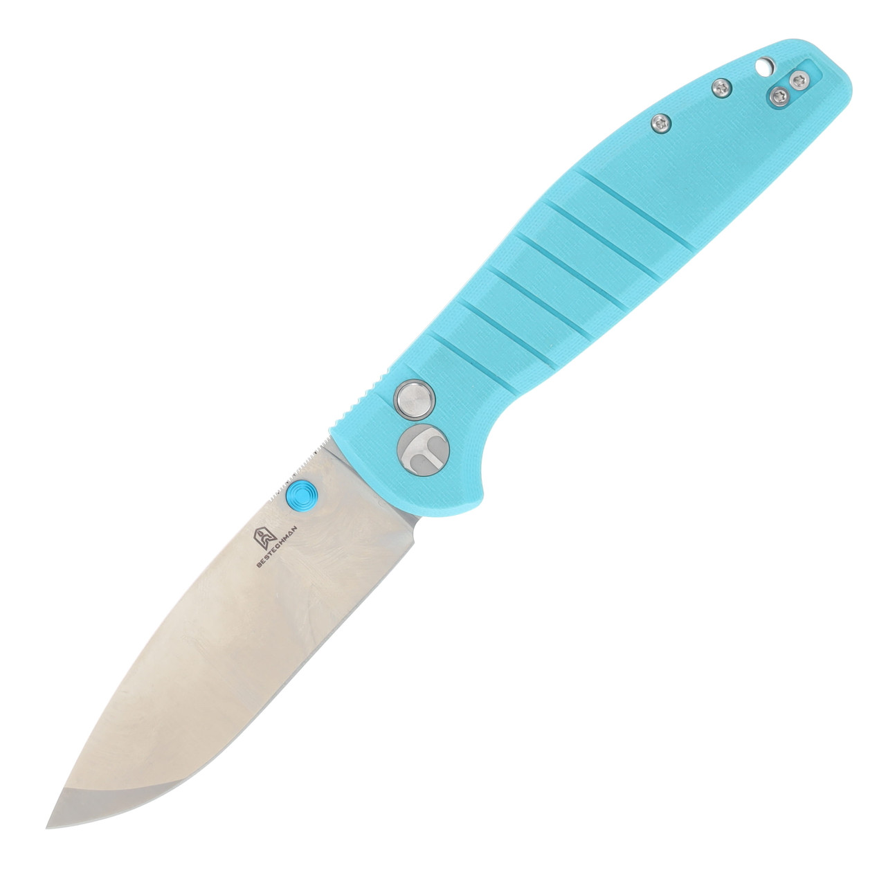 Bestech Knives Bestechman Goodboy Light Blue G-10 Handle Satin D2 Drop Point Blade BMK04B