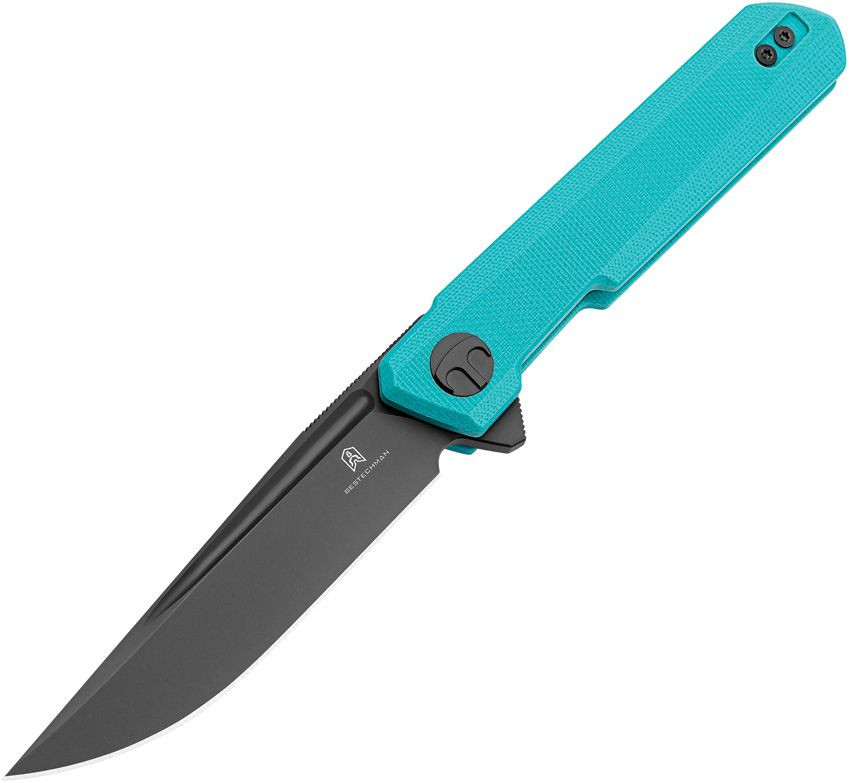 Bestech Knives Bestechman Mini Dundee Tiffany Blue G-10 Handle Stonewashed D2 Steel Spear Point Blade BMK08E
