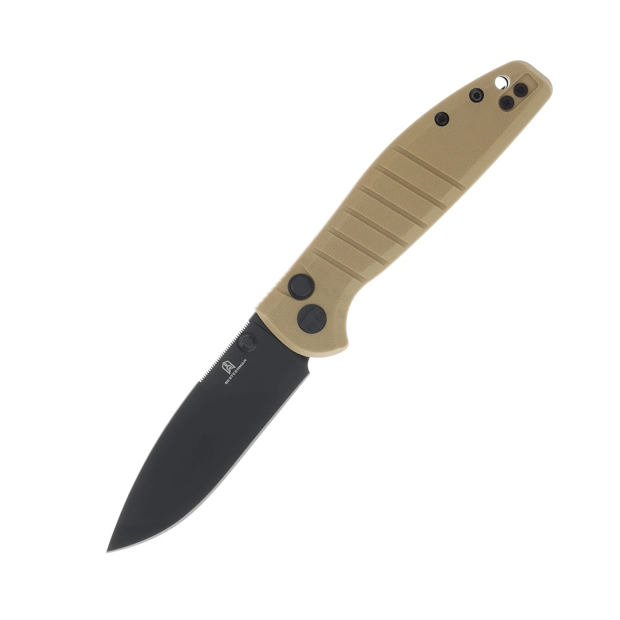 Bestech Knives Bestechman Goodboy Jr Khaki G10 2.83in Black Drop Point Blade BMK10F