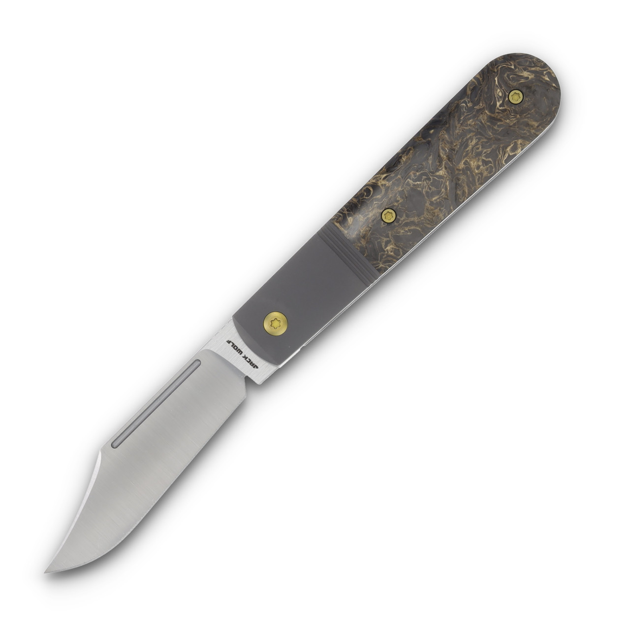 Jack Wolf Primo Jack Barlow Folding Knife Fat Carbon Dark Matter Gold PRIMO-01-FC-DM-GLD