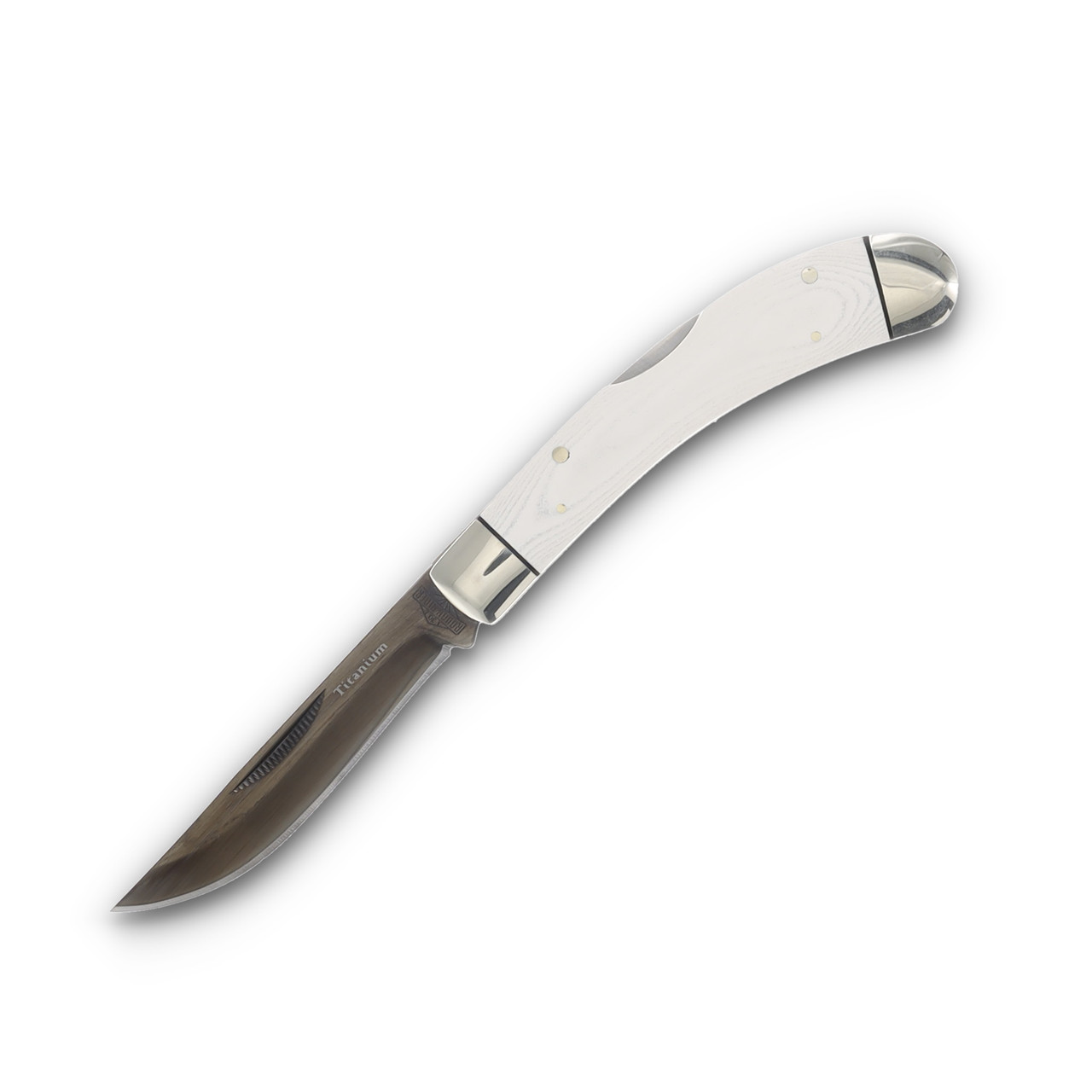 Rough Rider Tuxedo Series White Micarta Bow Trapper Folding Knife RR2665