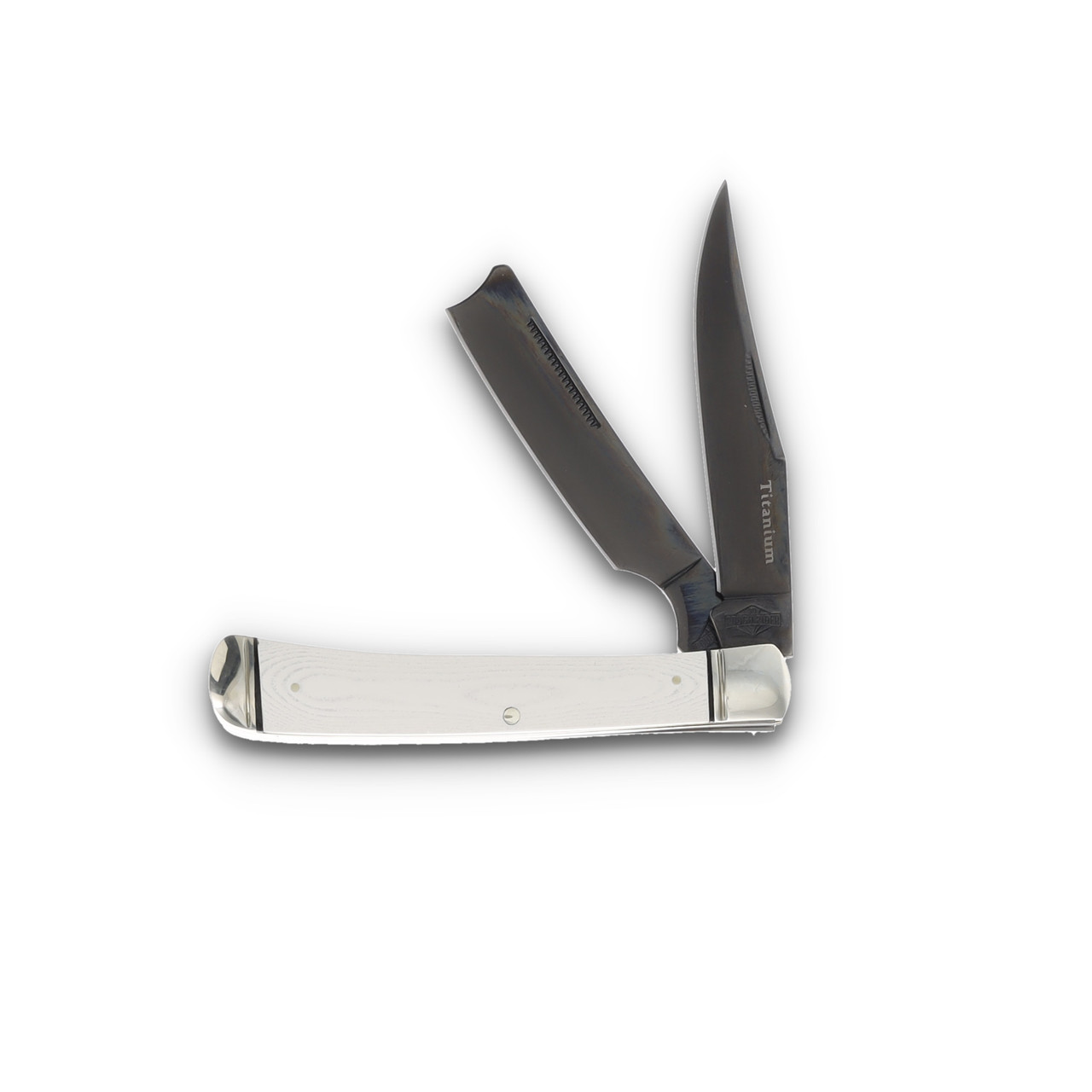 Rough Rider Tuxedo Series White Micarta Razor Trapper Folding Knife RR2667
