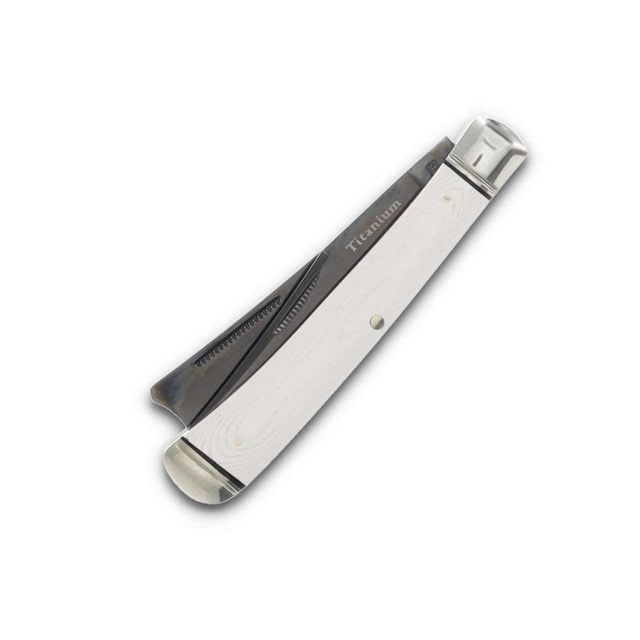 Rough Rider Tuxedo Series White Micarta Razor Trapper Folding