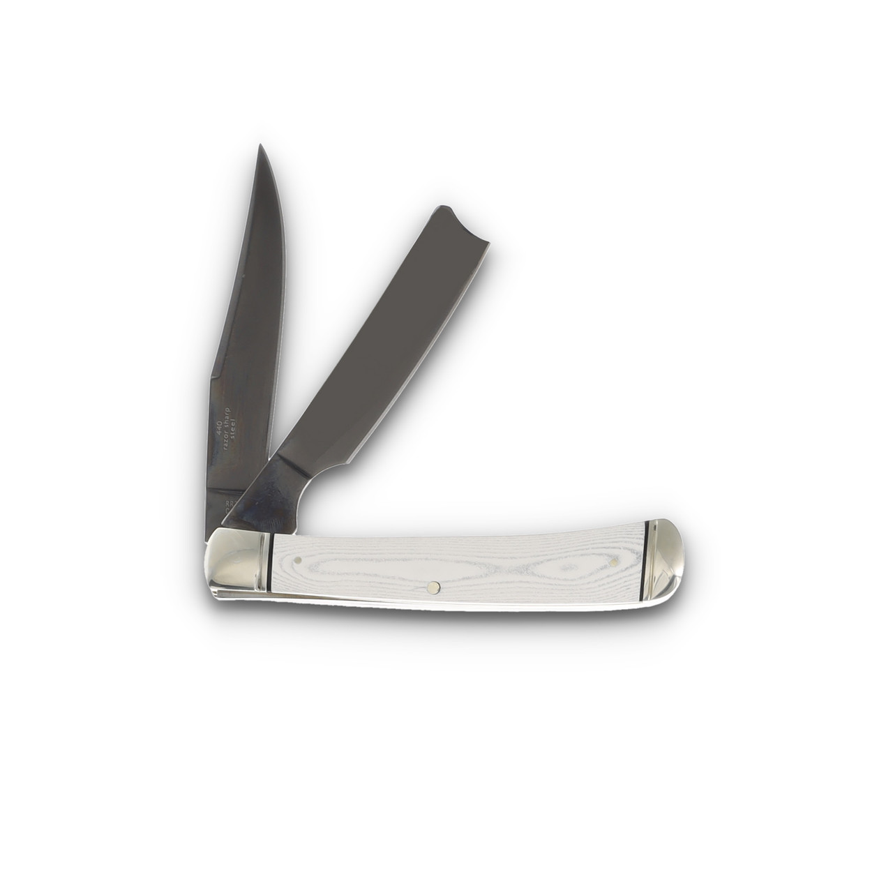 Rough Rider Tuxedo Series White Micarta Razor Trapper Folding