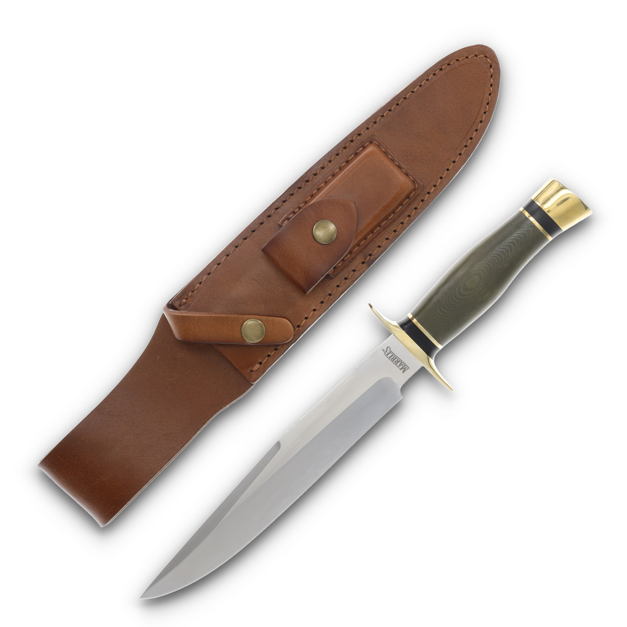 Marbles Green Micarta Fixed Blade 7.5in Plain Satin Clip Point