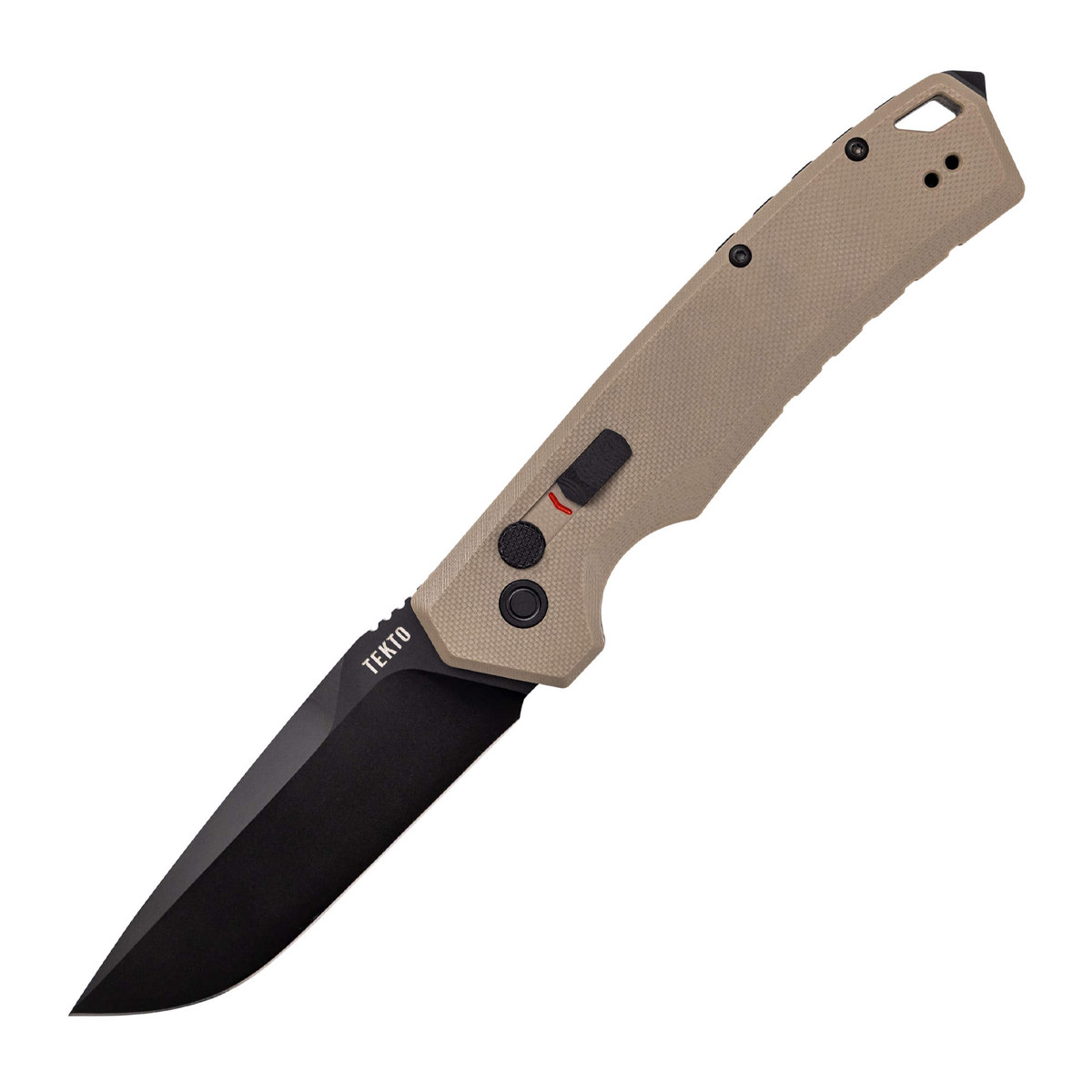 Tekto A3 Delta OTS Auto Knife Desert G10 3.6in Black Plain Drop Point