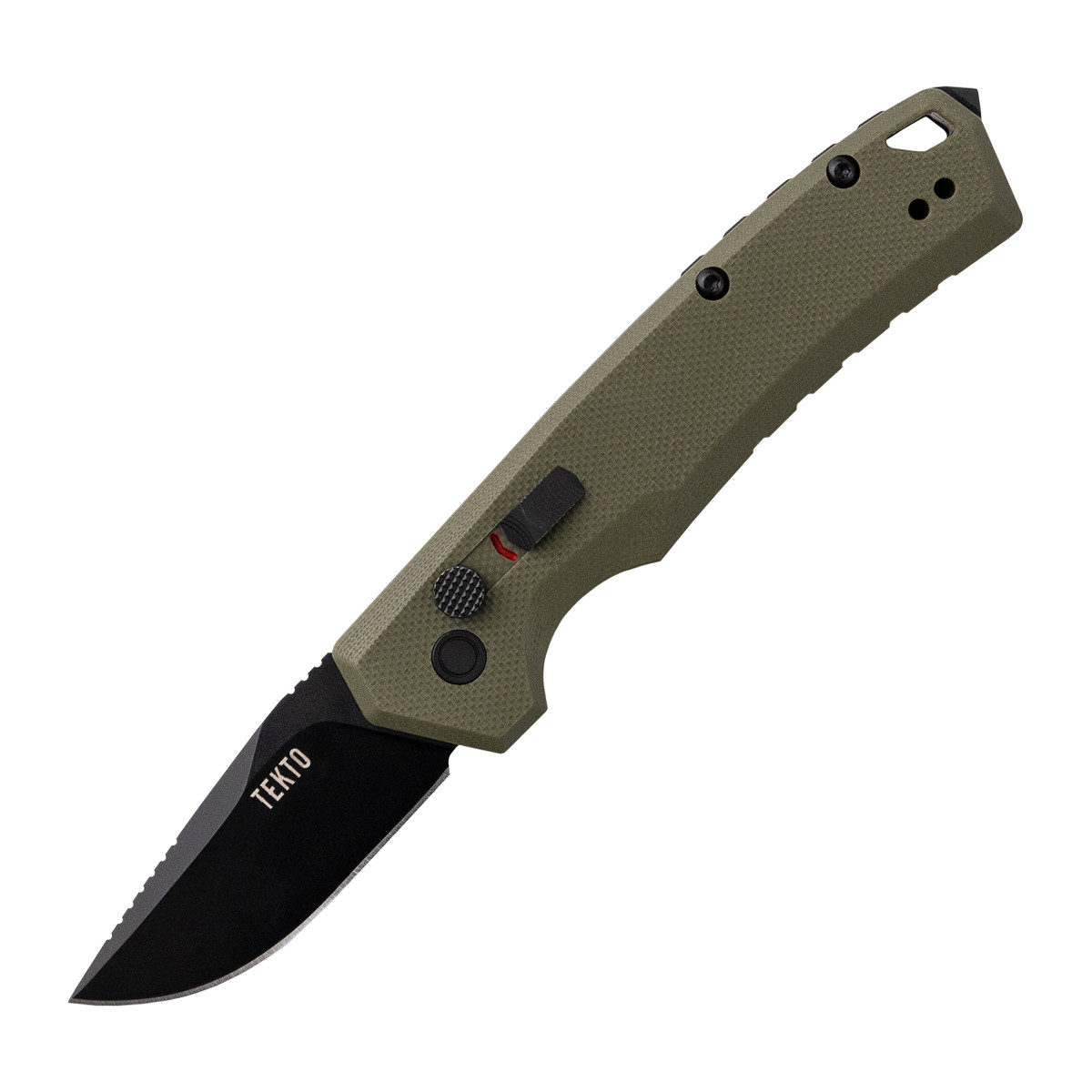 Tekto Knives A3 Delta Mini Auto Knife OD Green G10 1.9in Black Drop Point